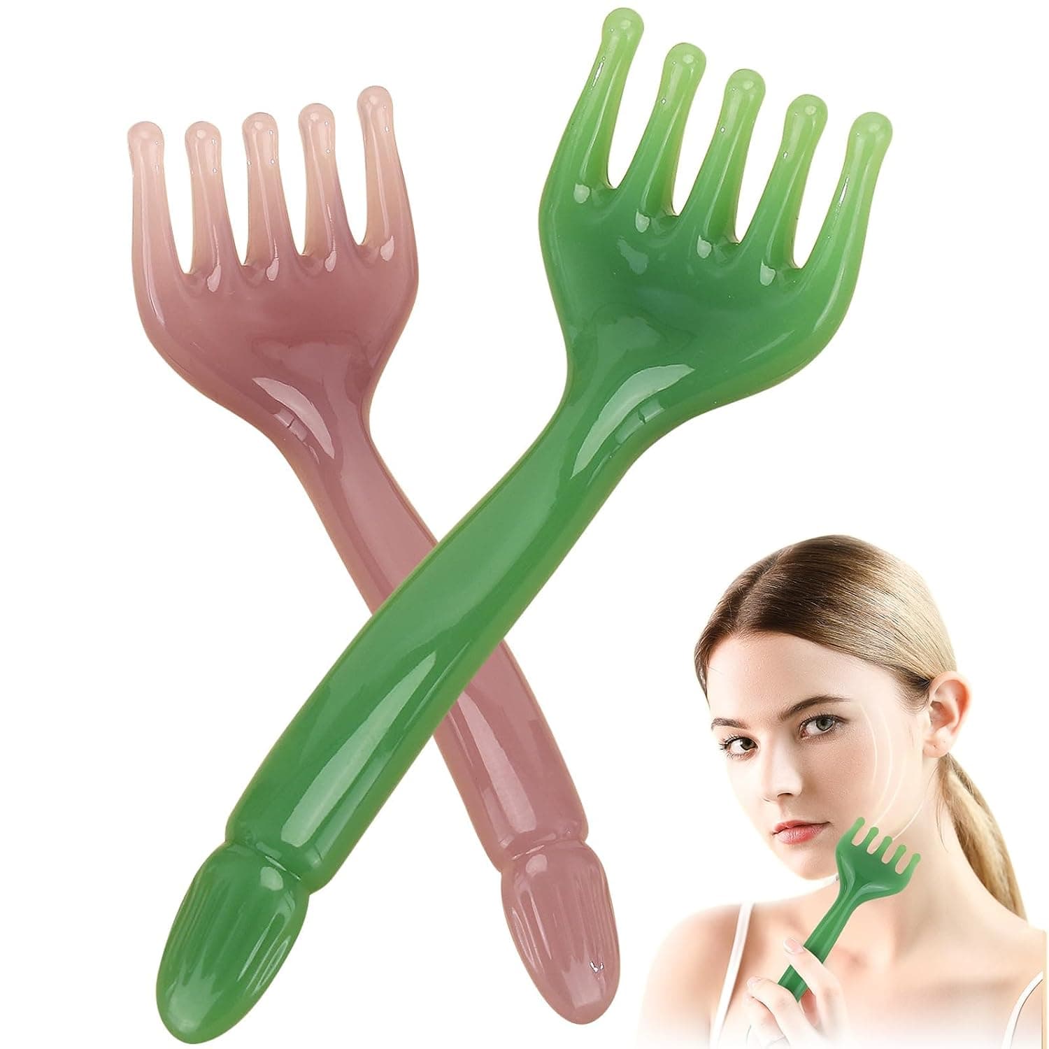 ALMEKAQUZ Scalp Massage Comb, Fingers Head Scratcher Comb, Head Massager Scalp Stress Relax, Scalp Massage Tool for Head Neck, Head Whisk Massager for Relaxation and Hair Growth (Pack of 2)