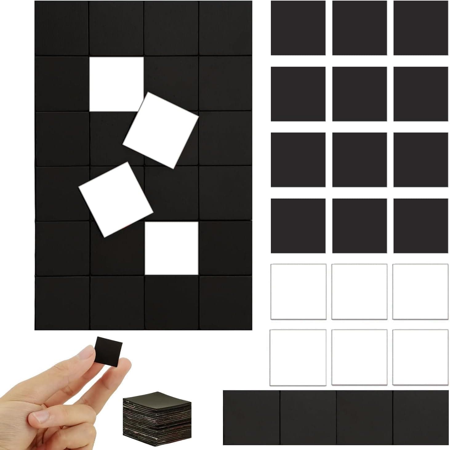 120PCs Adhesive Magnetic Squares, 120 Magnetic Squares (Each 20x20x2mm), Self Sticky Pre-Cut Magnet Tape Strip for Family Activities, Peel and Stick for Cards/Picture/Poster
