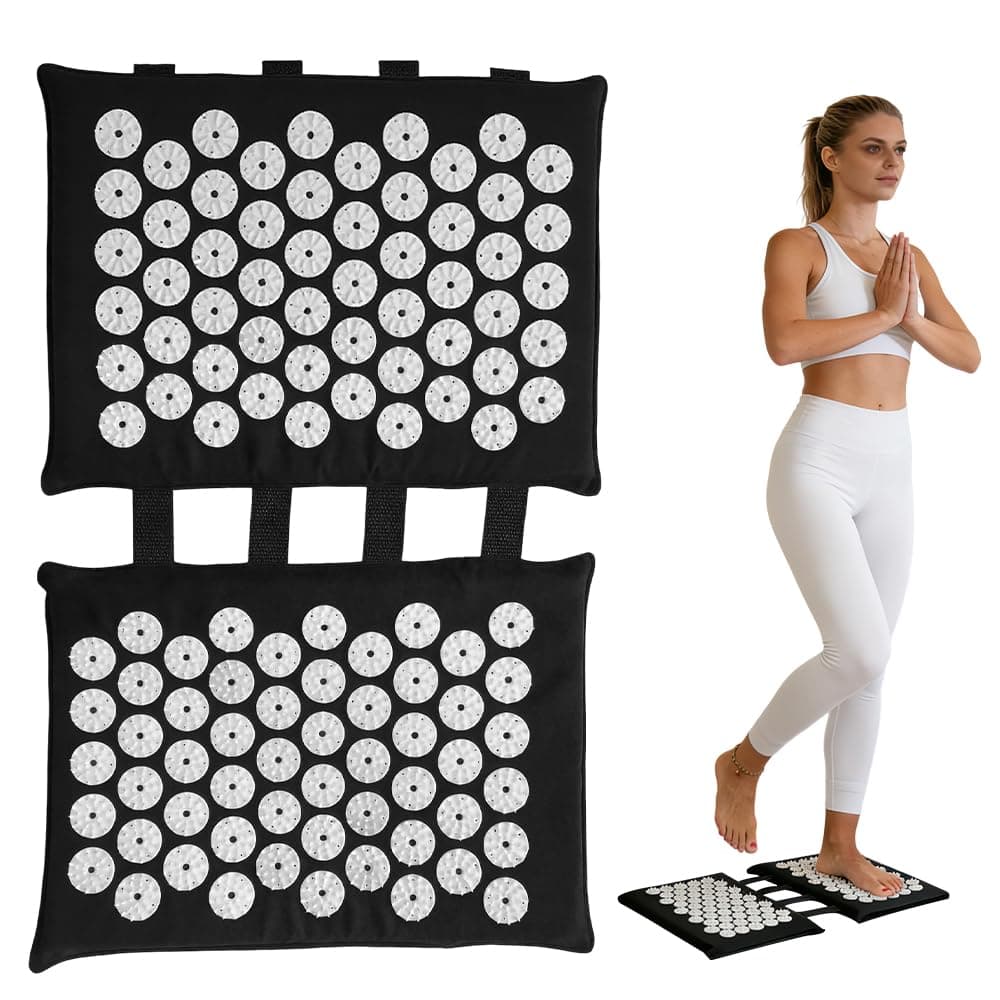 Acupressure Mat for Feet and Back, 2 x 34 cm Foot Acupressure Mat with 110 Points for Acupressure Massage and Relaxation, Acupuncture Mat for Office, Travel and Home