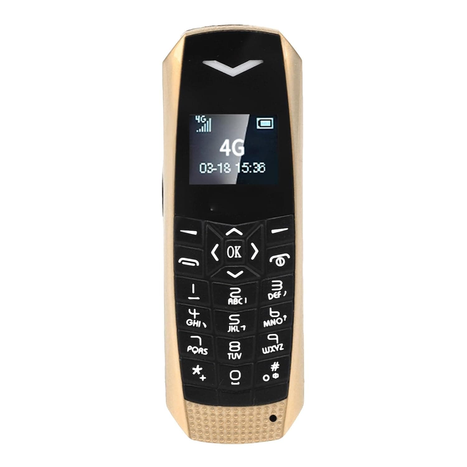 4G Unlocked Phone, Small Size 70x23x12mm Lightweight Portable Mobile Phone with 5.0 MP3 FM SOS Emergency Call, for Seniors Travel (Gold)