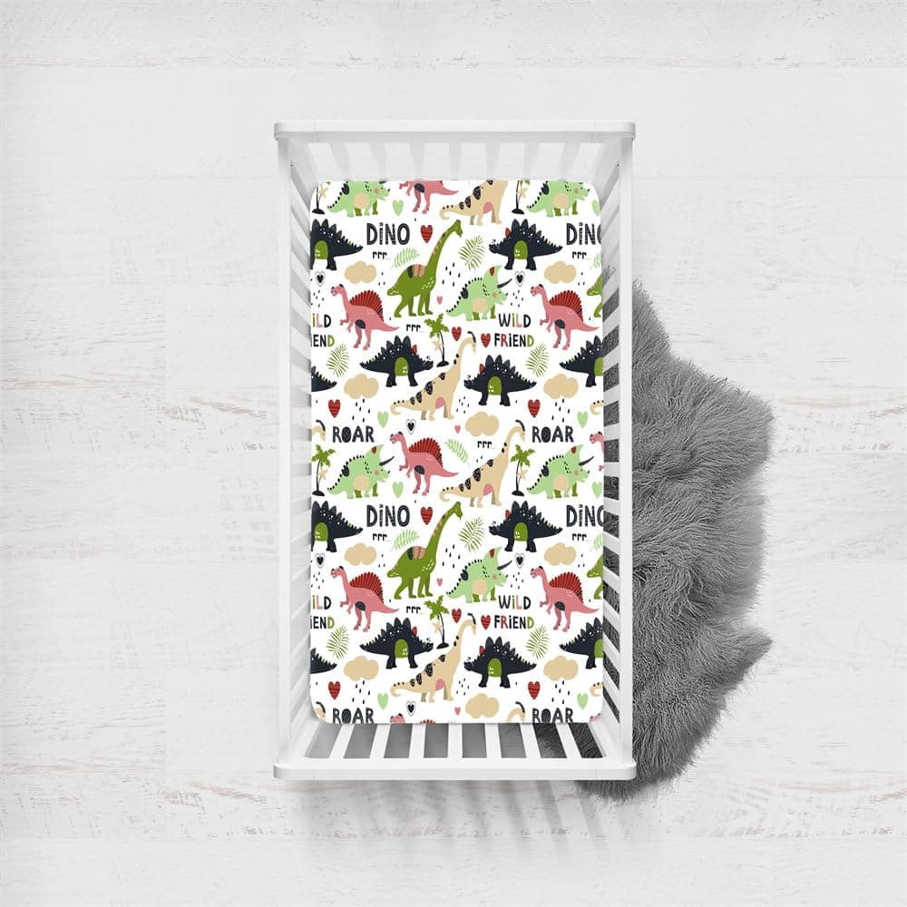 Odot Dinosaur Pattern Fitted Sheet Kids Bed Sheet Toddler Bed Sheet Baby Bath Sheet Microfiber Mattress Protector Breathable with Elastic Band Dinosaur A 45x90cm