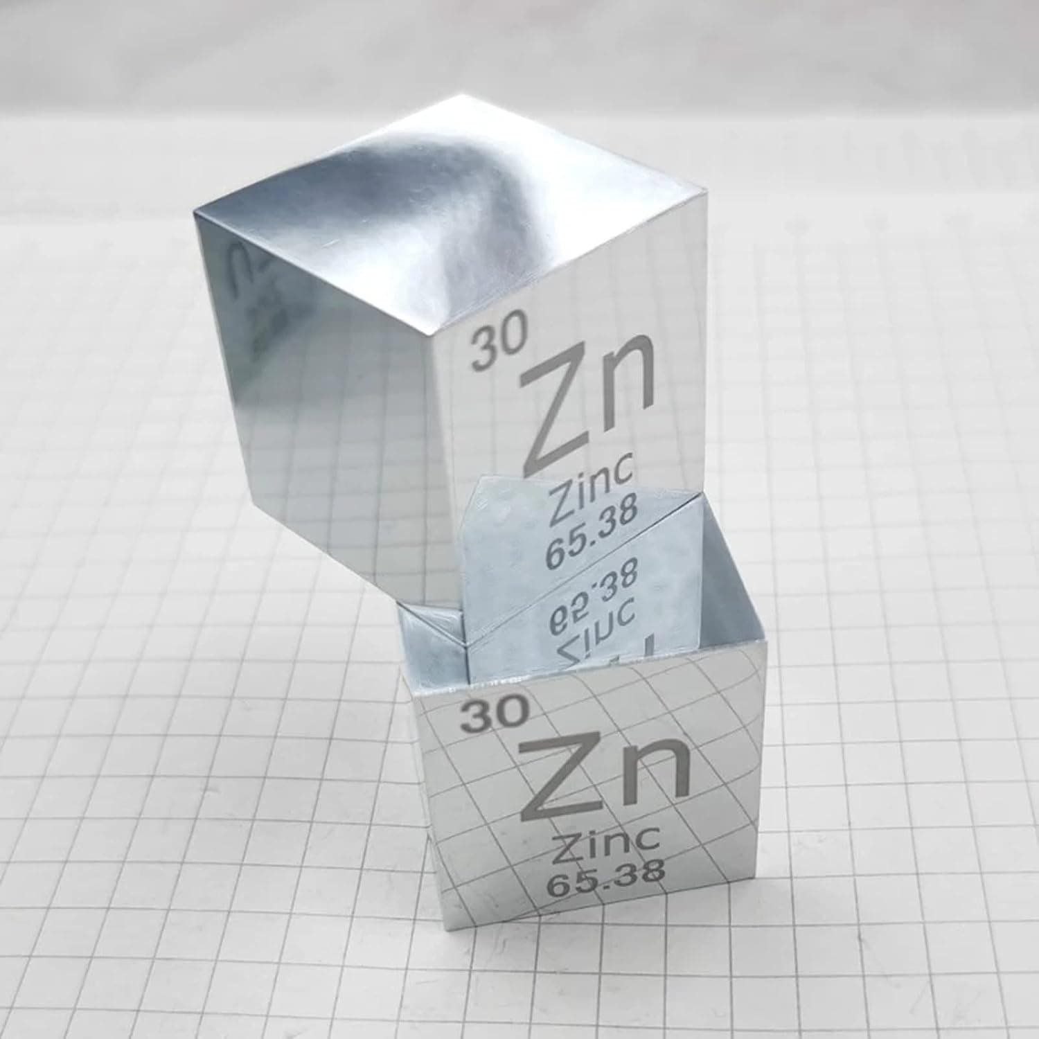 20 mm Zinc Metal Cube 99.5% Pure for Lab Experiment Material, Personal Hobbies and Collection 1pcs
