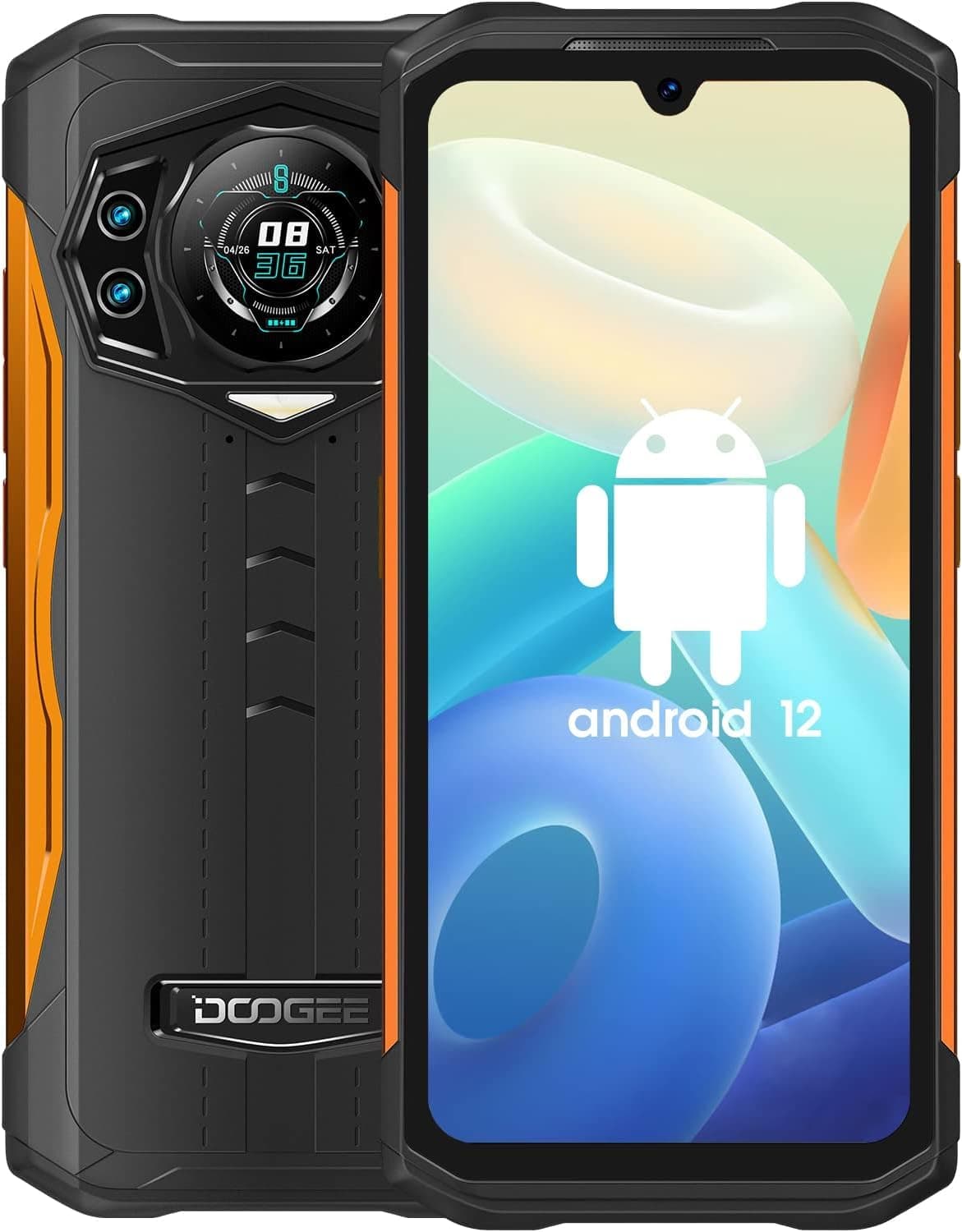 DOOGEE V30 Rugged Smartphone(2023), eSIM Dual 5G 15GB+256GB Rugged Phone Unlocked, 6.6" 120Hz Rugged Cell Phone, Dual Hi-Res Speakers, Android 12, 108MP Triple Camera, Night Vision, NFC, OTG, Orange