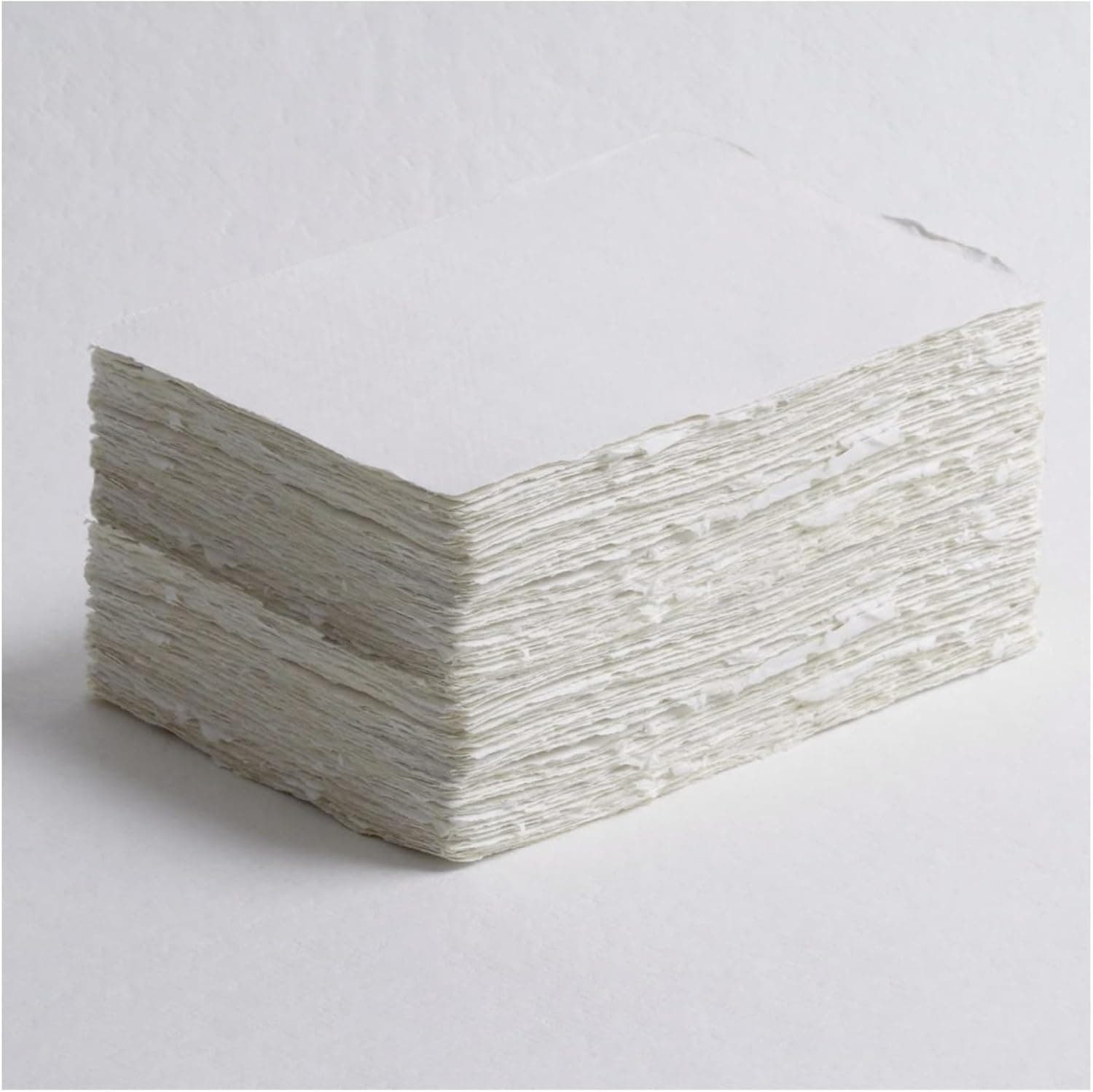KhpalKar Handmade Deckle Edge paper A5 Size 25 Sheets 300 GSM White Color 100% Cotton Ecologically for Greetings Cards Invitions Calligraphy Wedding Stationery and Painting (A5 25 Sheets)