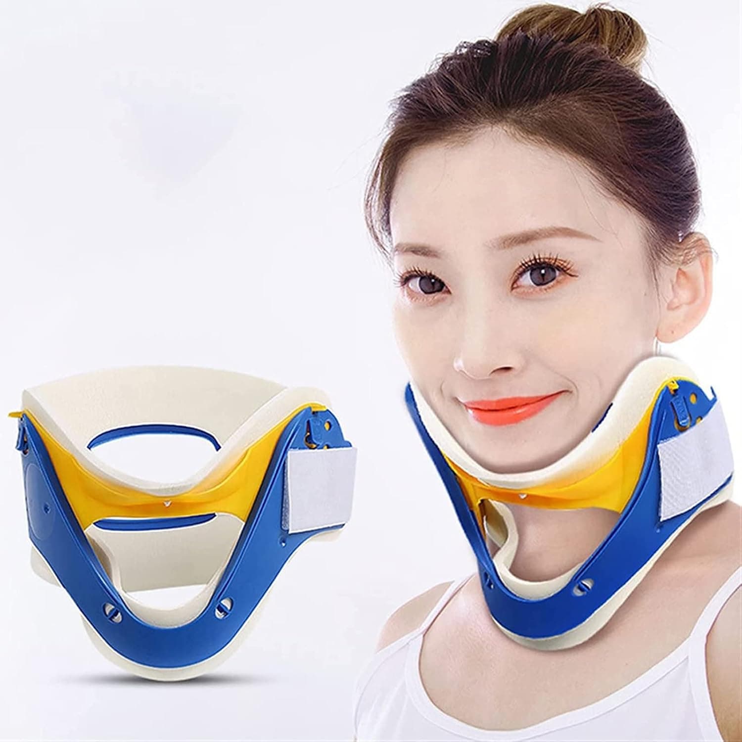 Cervical Collar Adjustable Neck Spine Support Brace Fixation Stabilizer - Relieves Pain & Pressure on Spine, Cervical Traction Posture Corrector Adults Children Sports Protection (Size : Adult)