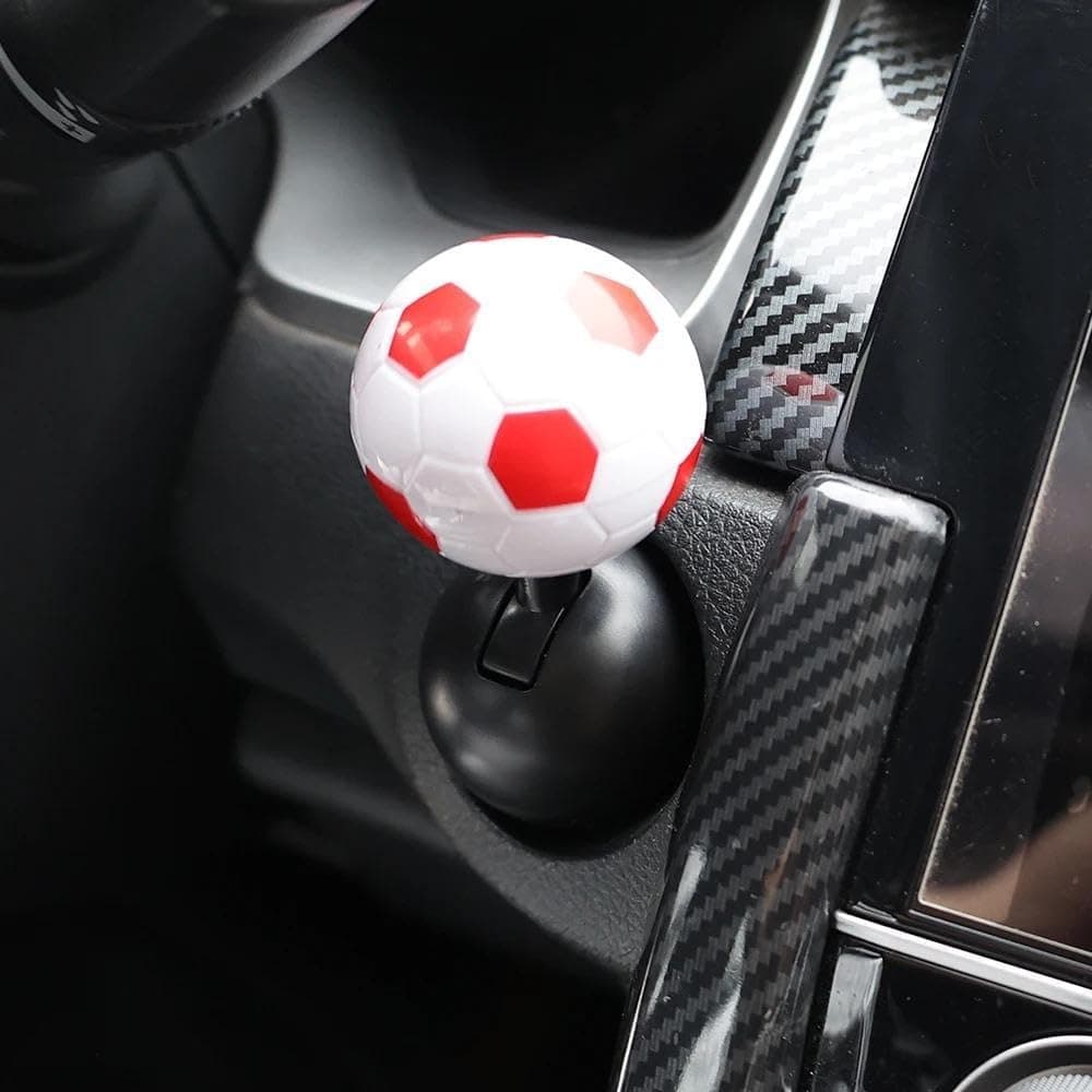 1Pc Football Rocker Style Car Start Stop Button Protective Cover, Interior Decor Cap, Universal Auto Upholstery Care Mod Accessory (red)