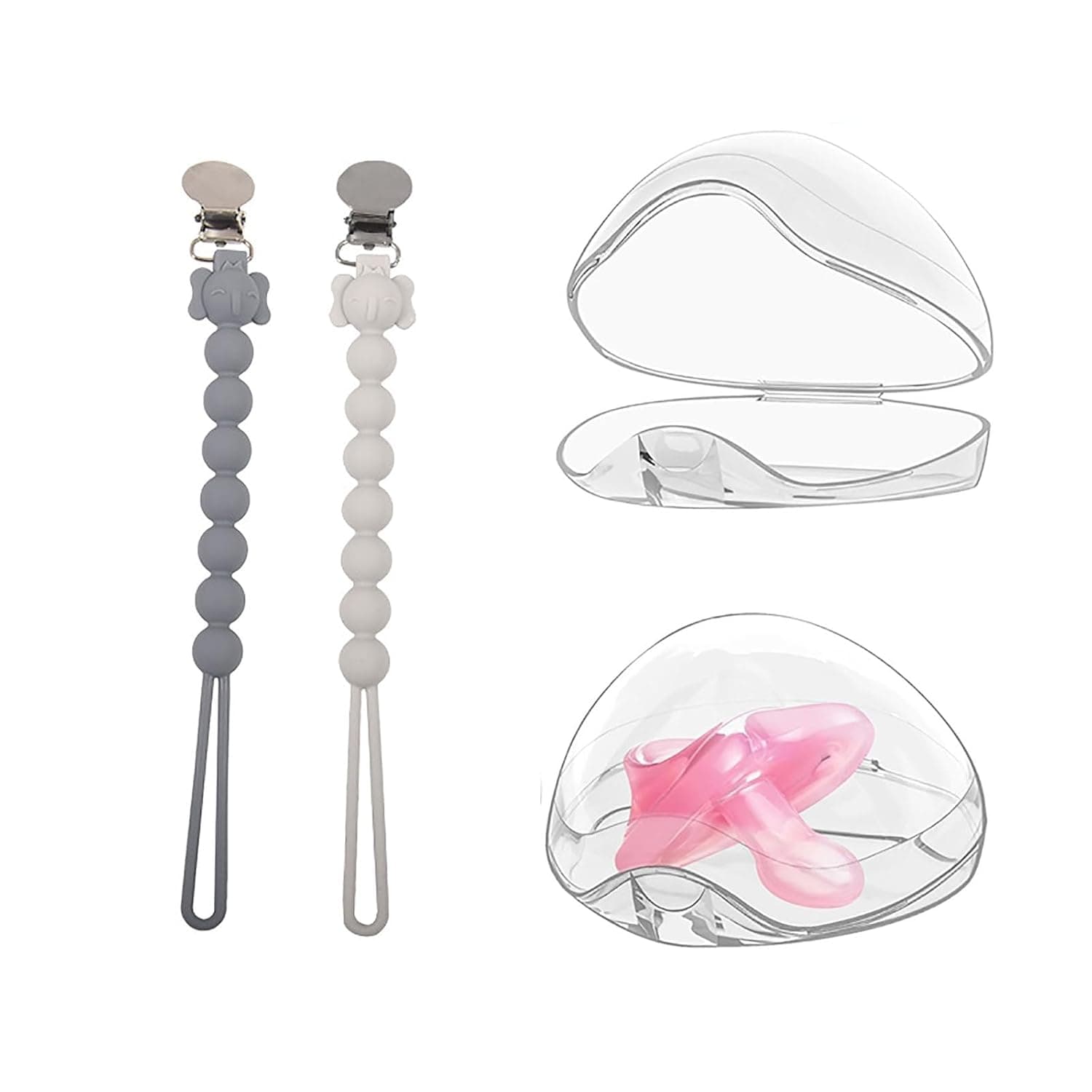 ToolHouse 2PCS Pacifier Organiser, 2PCS Baby Pacifier Chain, Pacifier Case for Small Baby Items
