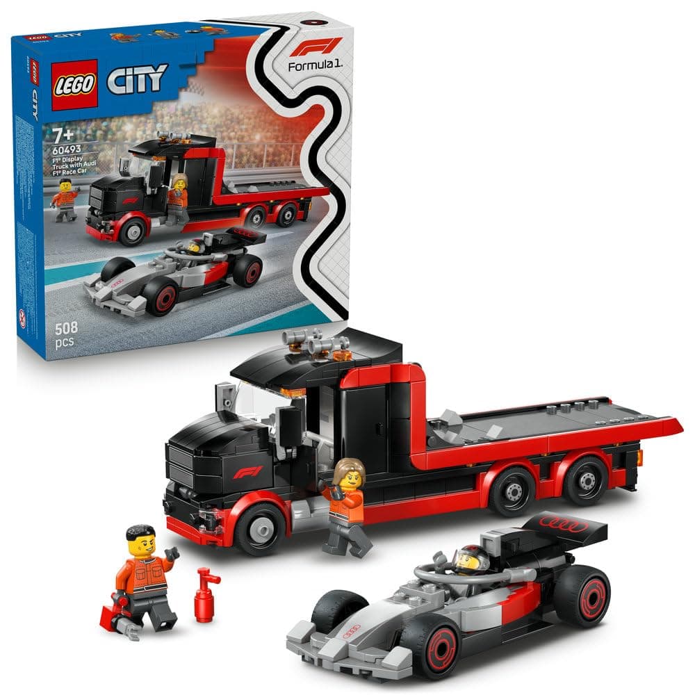 LEGO City F1 Display Truck with Audi F1 Race Car 60493 | Formula 1 Model Kit, 3 Minifigures & Lifting Function, Building Toy, Gift for 7+ Year Old Boys & Girls, 508 Pieces
