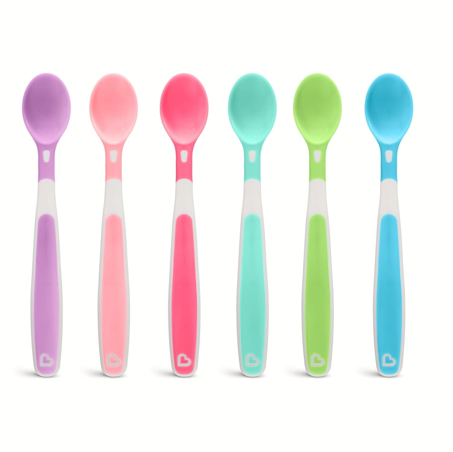 Munchkin Soft-Tip Infant Spoons, Kids safe cutlery flatware, Easy to hold for the little hands, soft edges, Colorful and small, Baby/Infant, Multicolored, Pack of 6