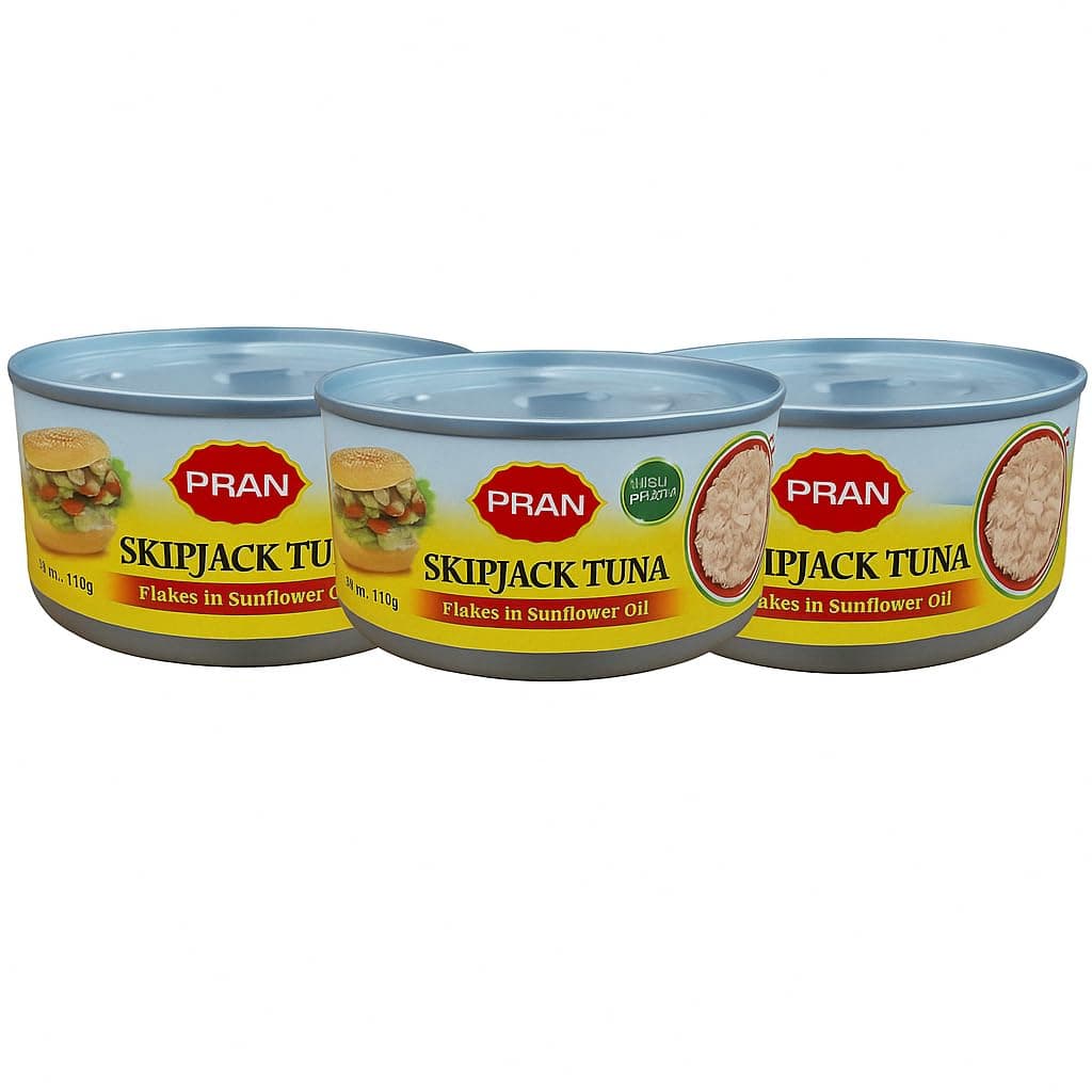 PRAN Canned Skipjack Tuna Flakes in Sunflower Oil 160 g, 3-Pack