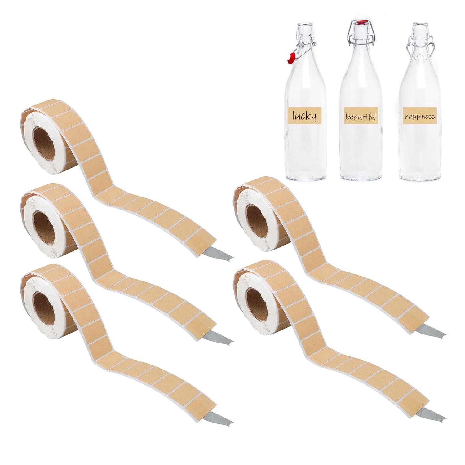 Fafeicy 4000Pcs Kraft Brown Self Adhesive Labels Writable Blank Vintage Stickers for Mason Jars Bottles Gifts Wrapping Crafts