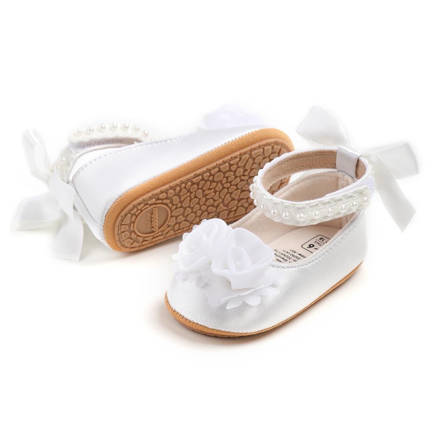 Baby Girls Mary Jane Flats with Bownot Non Slip Soft Sole PU Leather Newborn Infant Toddler First Walker Cirb Party Christmas Dress Shoes