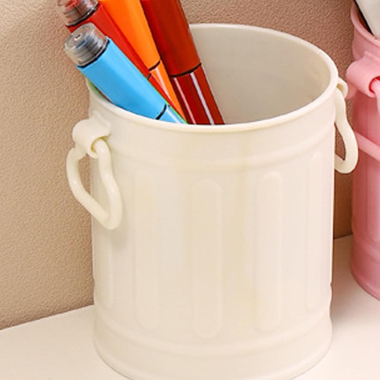 Plastic Pen Holder, Cute Large Capacity Storage for Pencils Stationery Cosmetics with Stylish Metallic Design for Home School Office (#11)