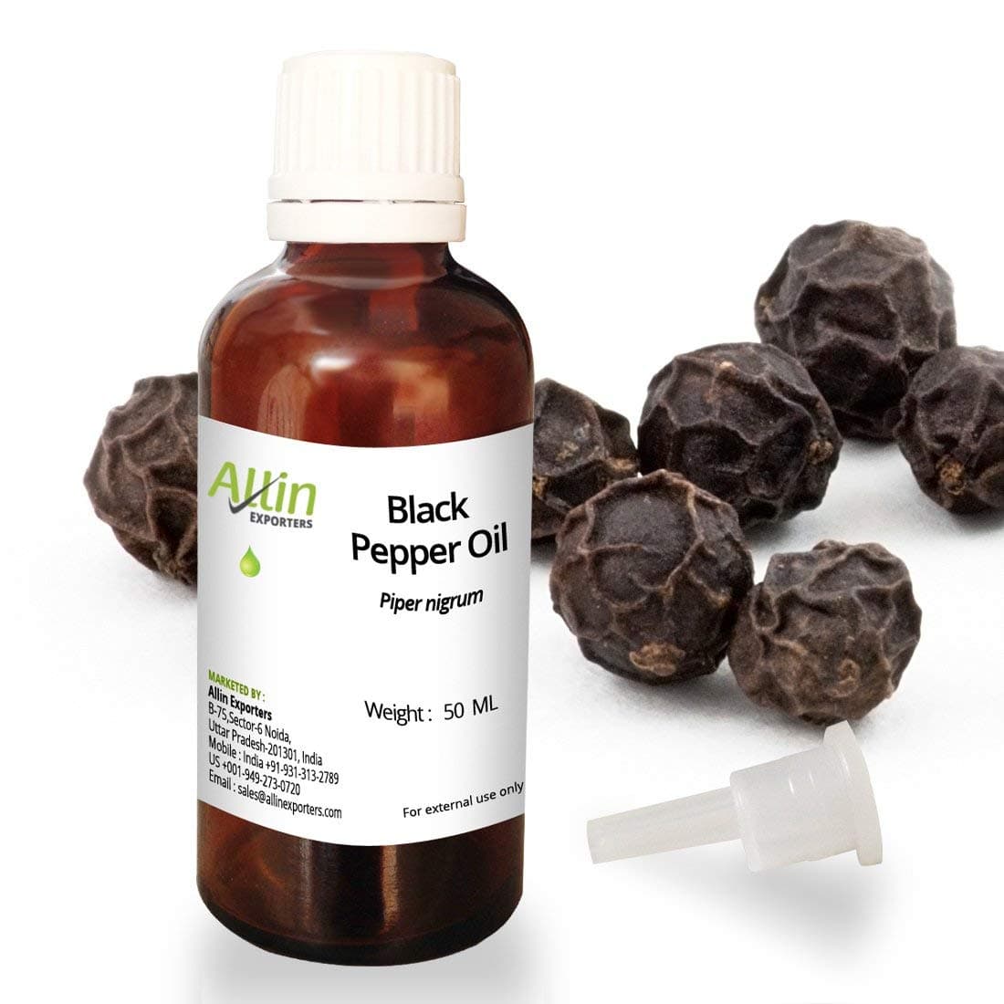 Allin Exporters Black Pepper Oil - 100% Pure, Natural & Undiluted - 50 ML
