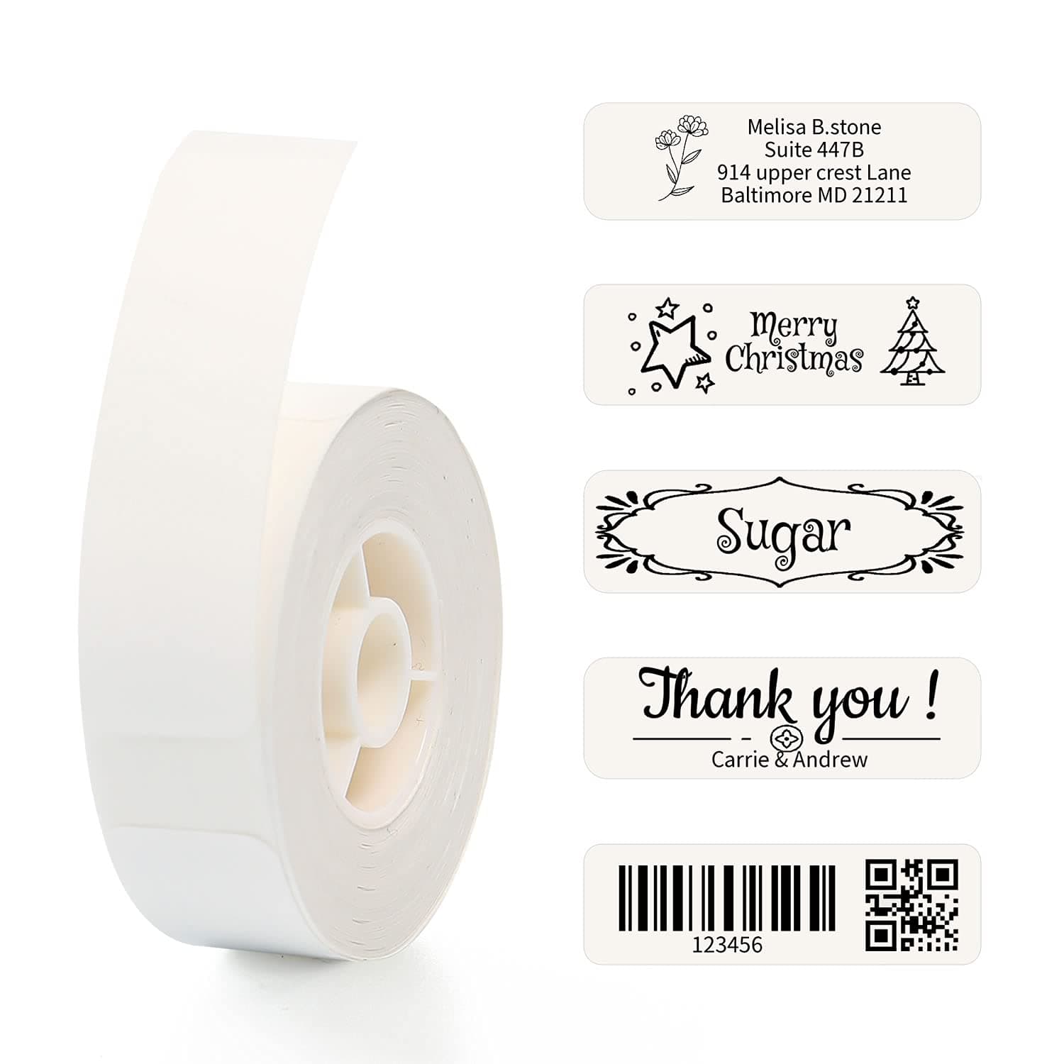 NIIMBOT 15x50-130 Pcs D110/D11/D101 Label Maker Tape Return Address File Folder Name Tag Waterproof Labels Sticker for Daycare Envelope Kids Baby Bottles Lunch Boxes and Cups School Supplies-White