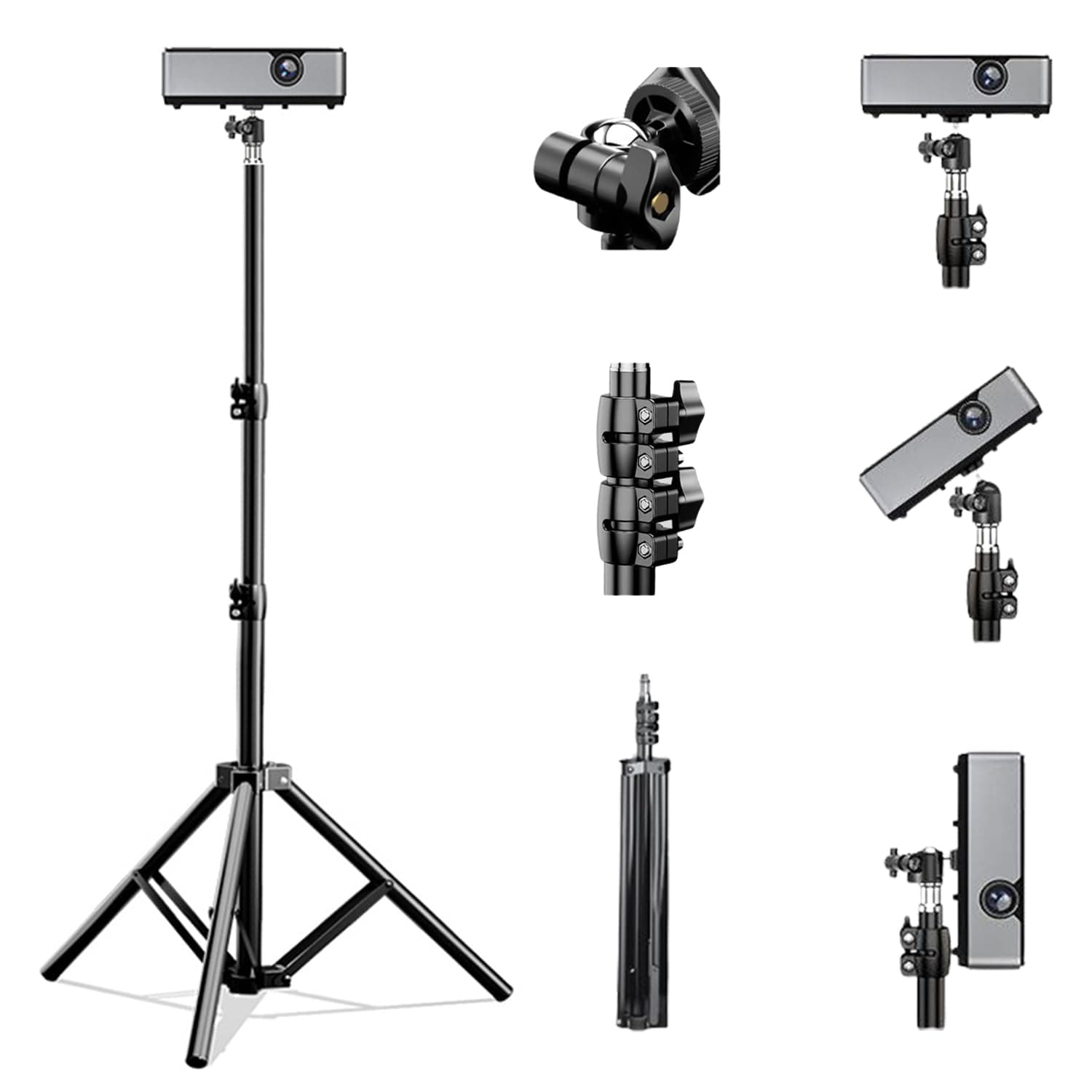 Floor Projector Stand, Adjustable Projector Tripod Stand, Projector Mount with 360 ° Rotating Gimbal, 23-67 Inch Height Adjustable (Floor Model)