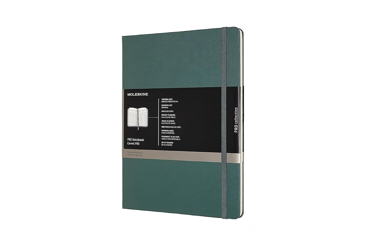Moleskine PRO Notebook, Hard Cover, XL (19.1 cm x 24.13 cm) Professional Project Planning, Forest Green, 192 Pages | XL 7.5" x 9.75" 192-page project planning notebook with numbered pages, detachable to-do lists, and double inner pocket.