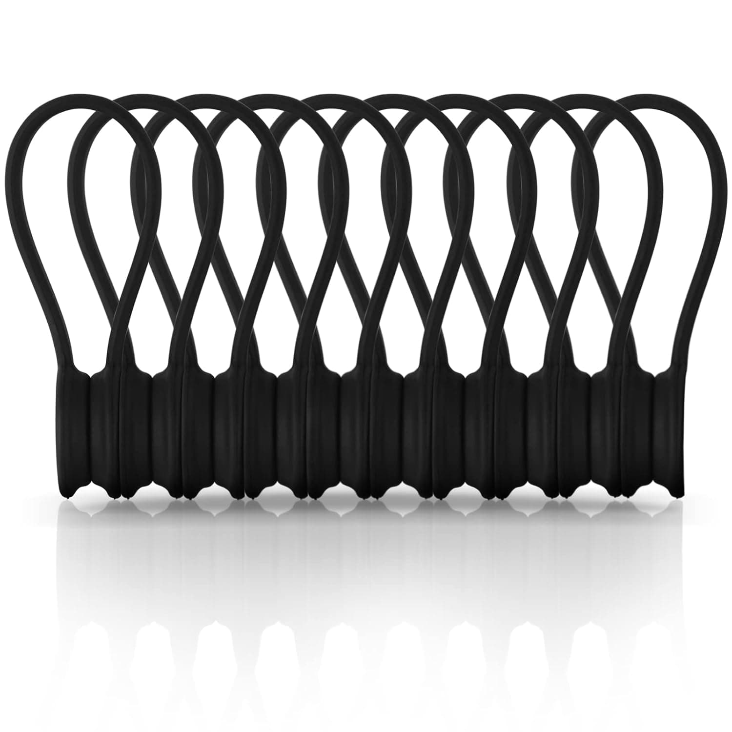 Kanemc Black Magnetic Cable Ties 10-Pack, Silicone Cord Twist Ties Magnet Strap For Charging Wire Organizer, Earphone Cords Wrap, Fridge Magnets, Storage Or Travel
