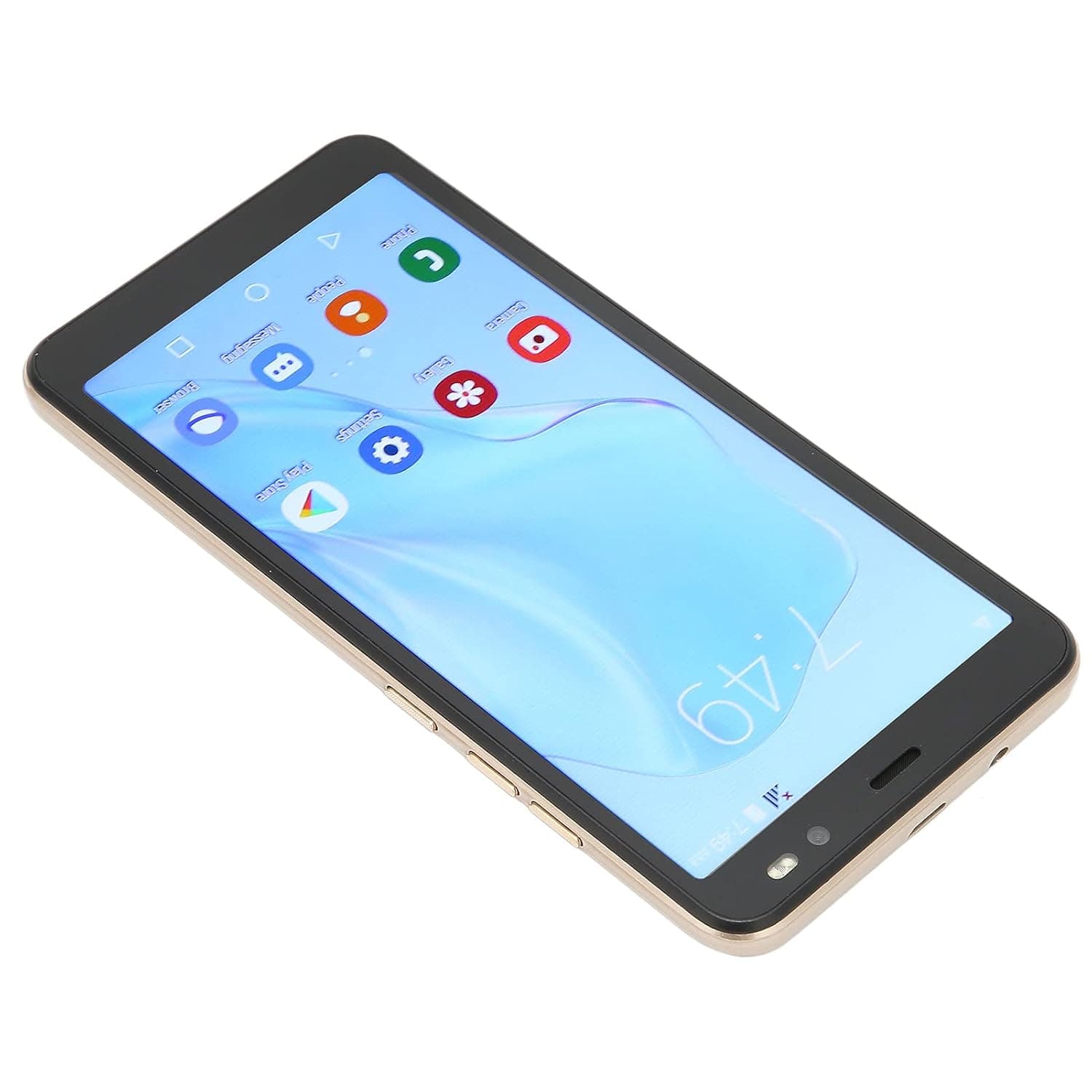 5.45 Inch Screen Dual Sim Cell Phone, Dual Camera Mobile Phone Face Recognition MTK6779 Quad Core CPU 3 Card Slots for Watching Video(Gold)