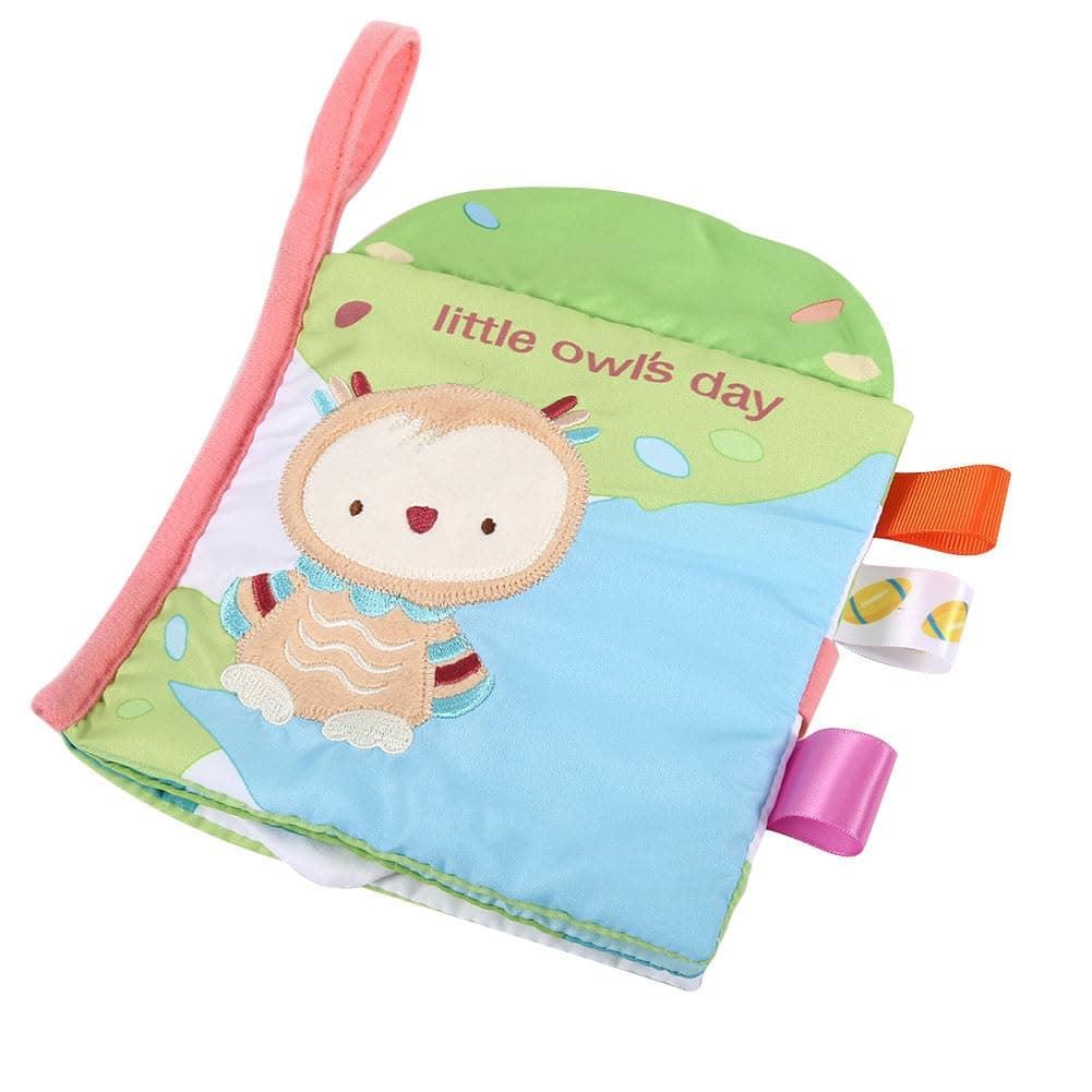Dpofirs Soft Baby Rattle Cloth Book | Cartoon Pattern Educational Toy with Sound Paper for Infants, Washable Sensory Development Gift (#3)
