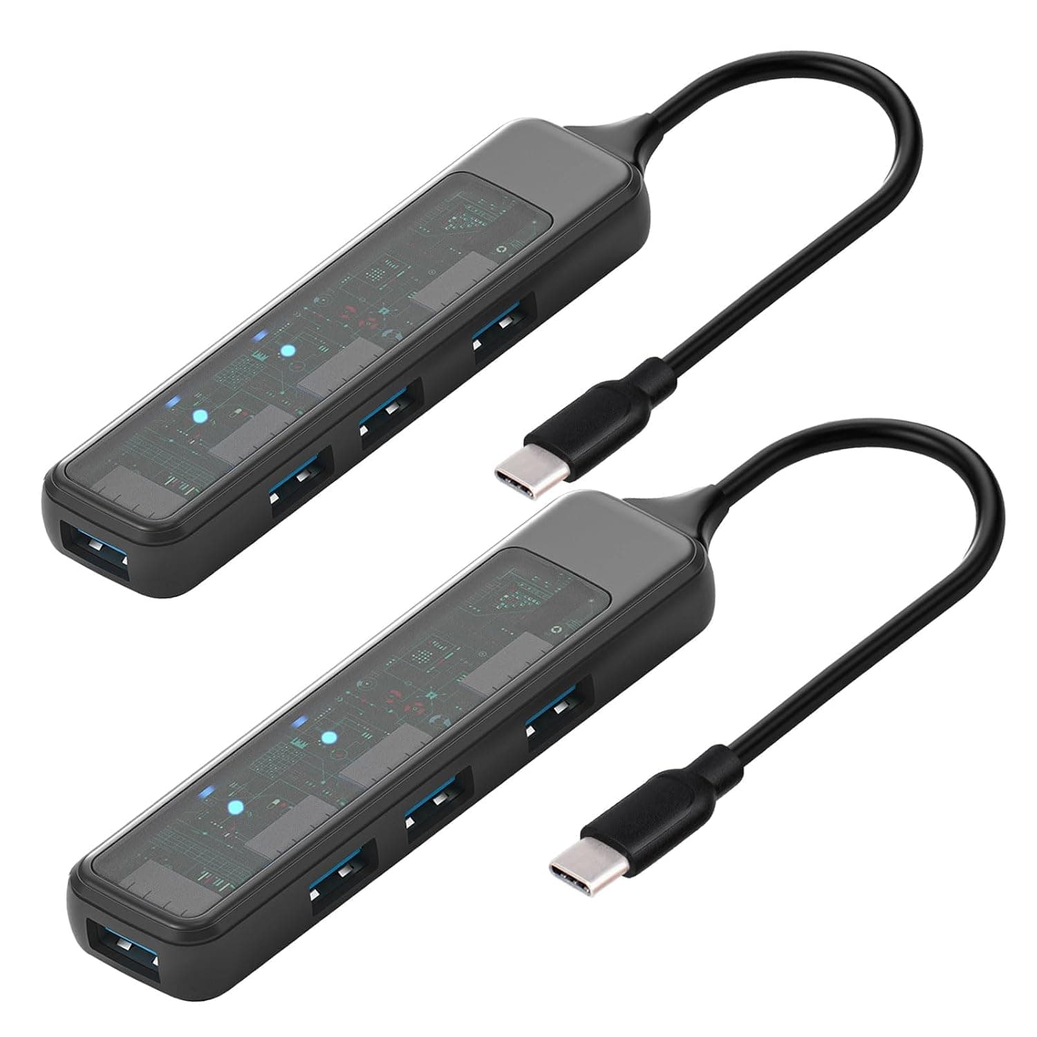 4-in-1 USB C Hub with 5Gbps Data Transfer, USB 3.0 Multiport Adapter for PC, Laptop, iMac, Surface, MacBook Pro & More – High-Speed, Plug and Play, Fast Charging and Data Transmission(2 Pcs)