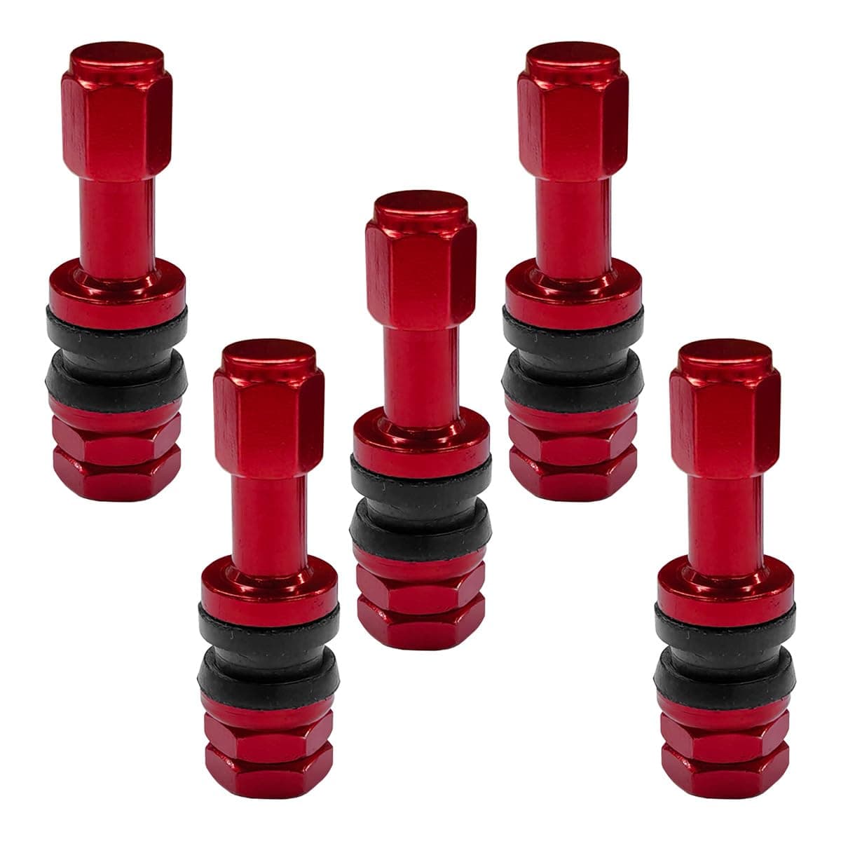TR43E Metal Clamp-in Tire Valve Stems for 0.453" Rim Holes, Red | Tubeless Aluminum Alloy Automotive Wheel Air Stem Accessories Universal for Standard Vehicle
