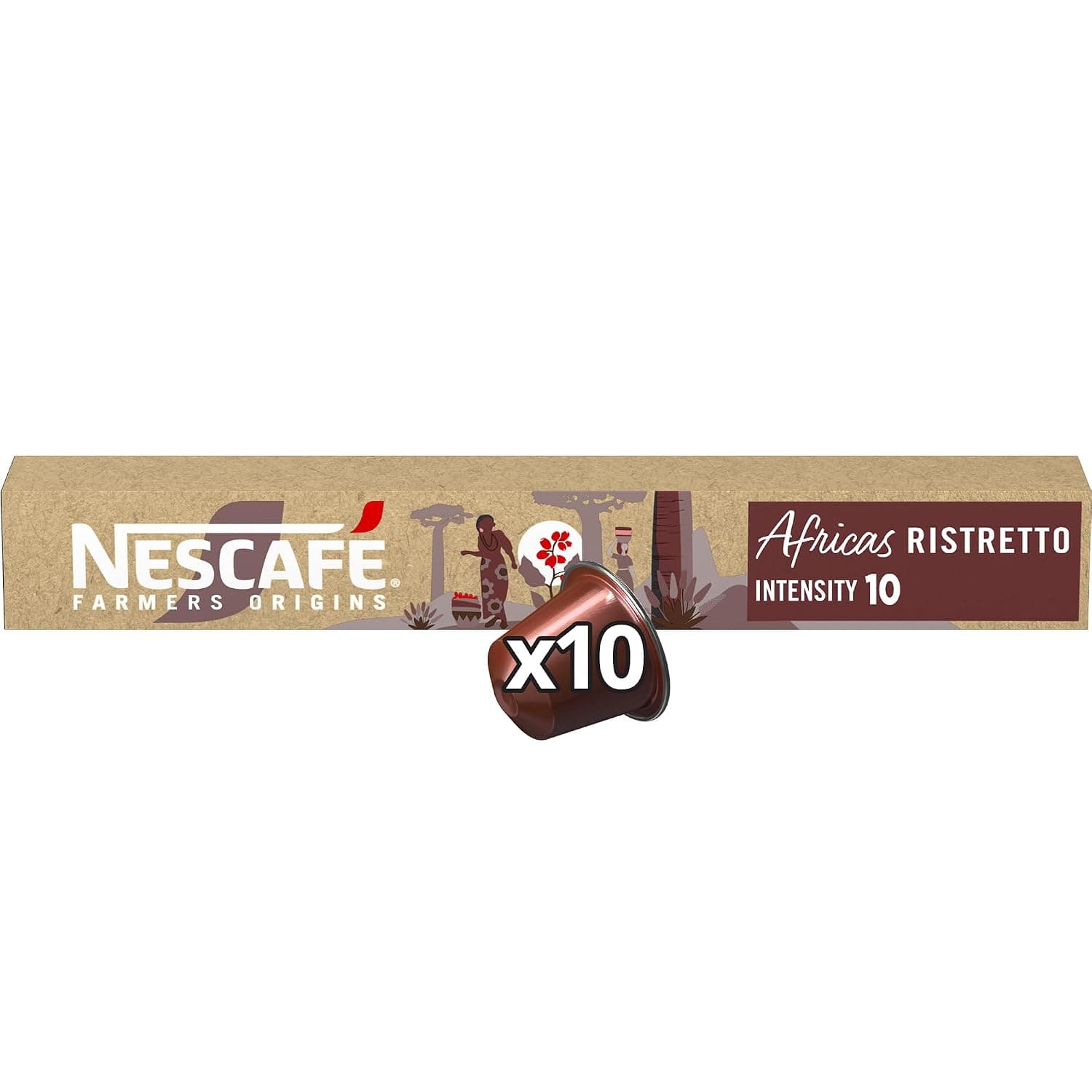 NESCAFÉ FARMERS ORIGINS AFRICAS Coffee Capsules Tube of 10, 44g (Compatible with Nespresso Machines)