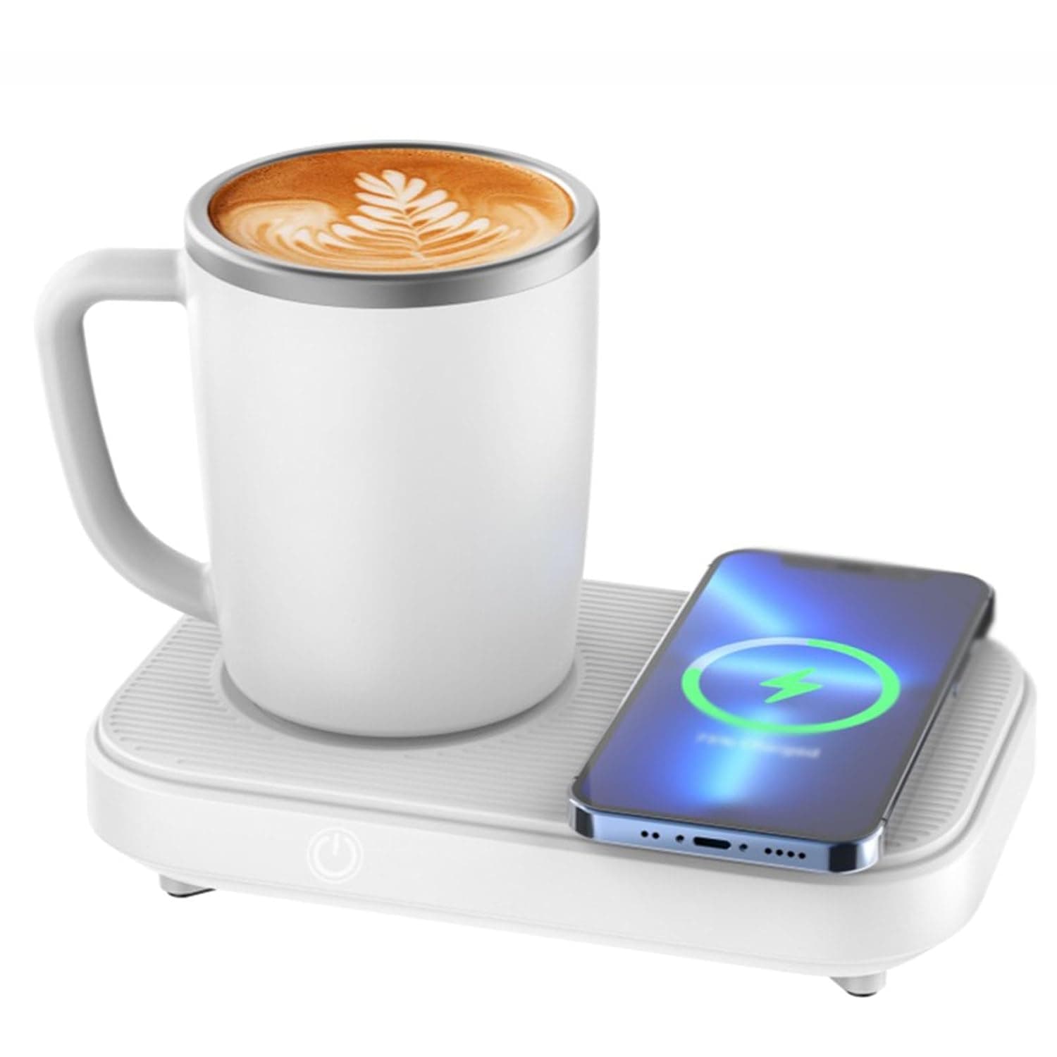 Mug Warmer and Cooler, Self Heated Refrigeration Coffee Mug, 12 Oz Up to 130℉ Or Down to 40℉, Warming, Cooling and Wireless Charging, for Office Desk Home Work,White