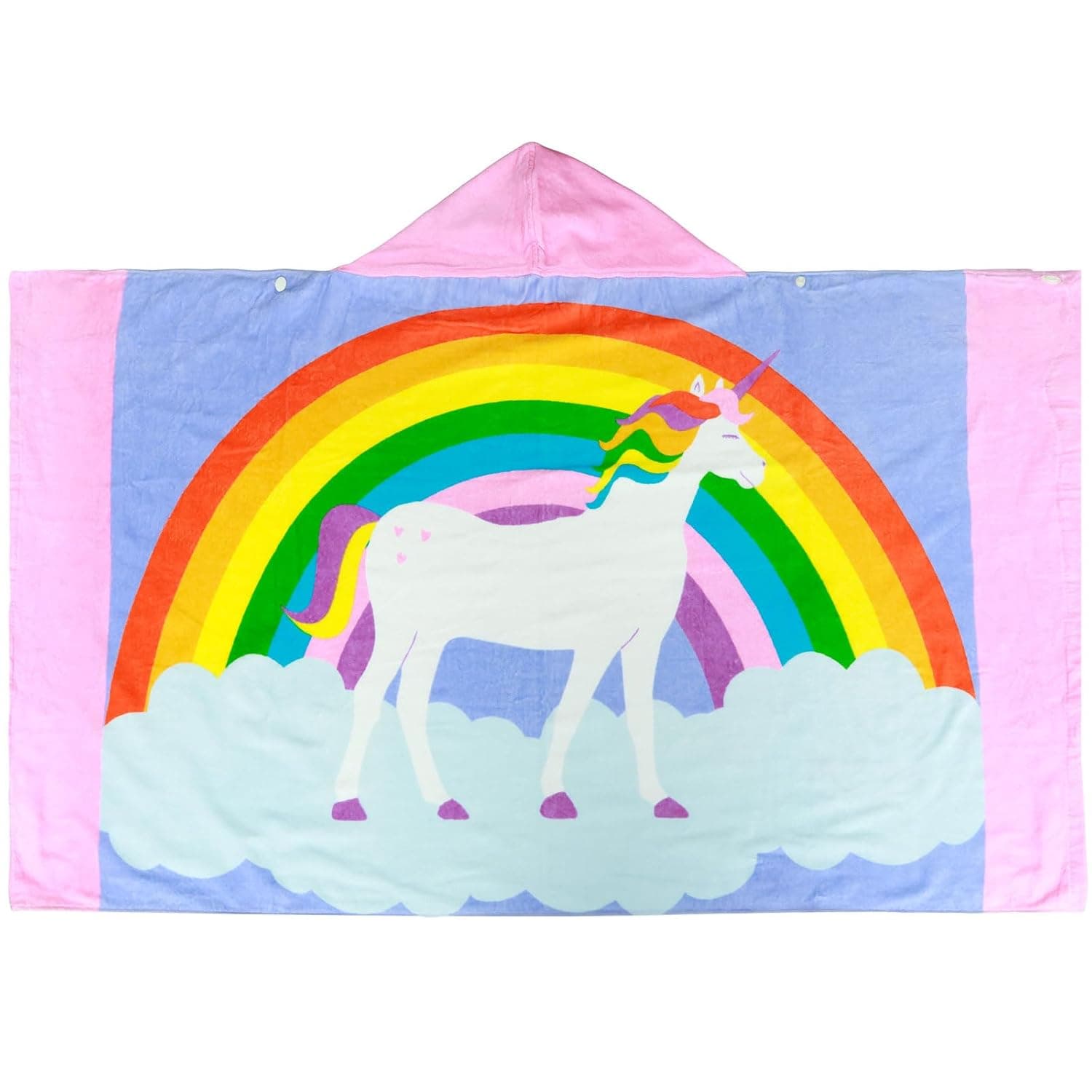 Kids Hooded Towel Poncho Hooded Towel with Buttons Cotton Bath Poncho Towel Highly Absorbent Comfortable Kids Swim Towel Wrap 29.9×50in for 3-12 Years Old Girls Boys(A)