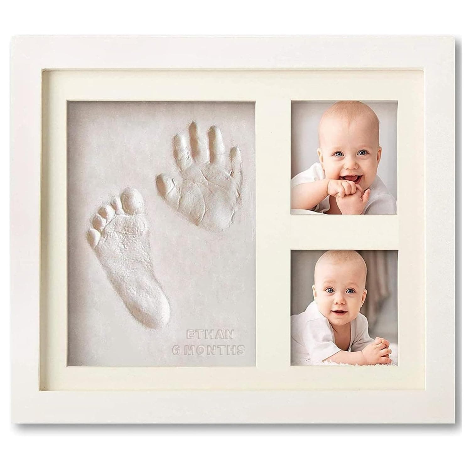 Yelajoy Baby Footprint and Hand Print Kit - DIY Baby Keepsake Frame, Nursery Pictures Frames, Hand Print Mold Kit, New Mom Gifts, Baby Newborn Essentials Must Haves, Baby Shower Gifts (White)