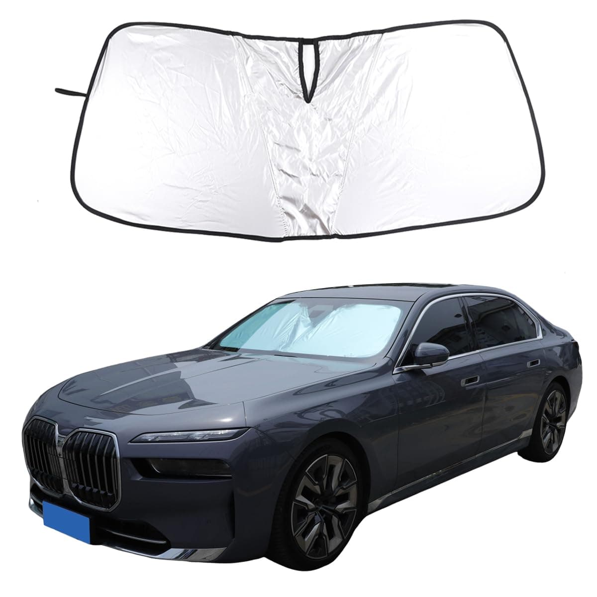 Windshield Sunshade Car Foldable UV Ray Reflector Compatible with BMW 7 Series G70 2023 2024 UV Rays Sun Visor Protector,Car Sun Shade Accessories