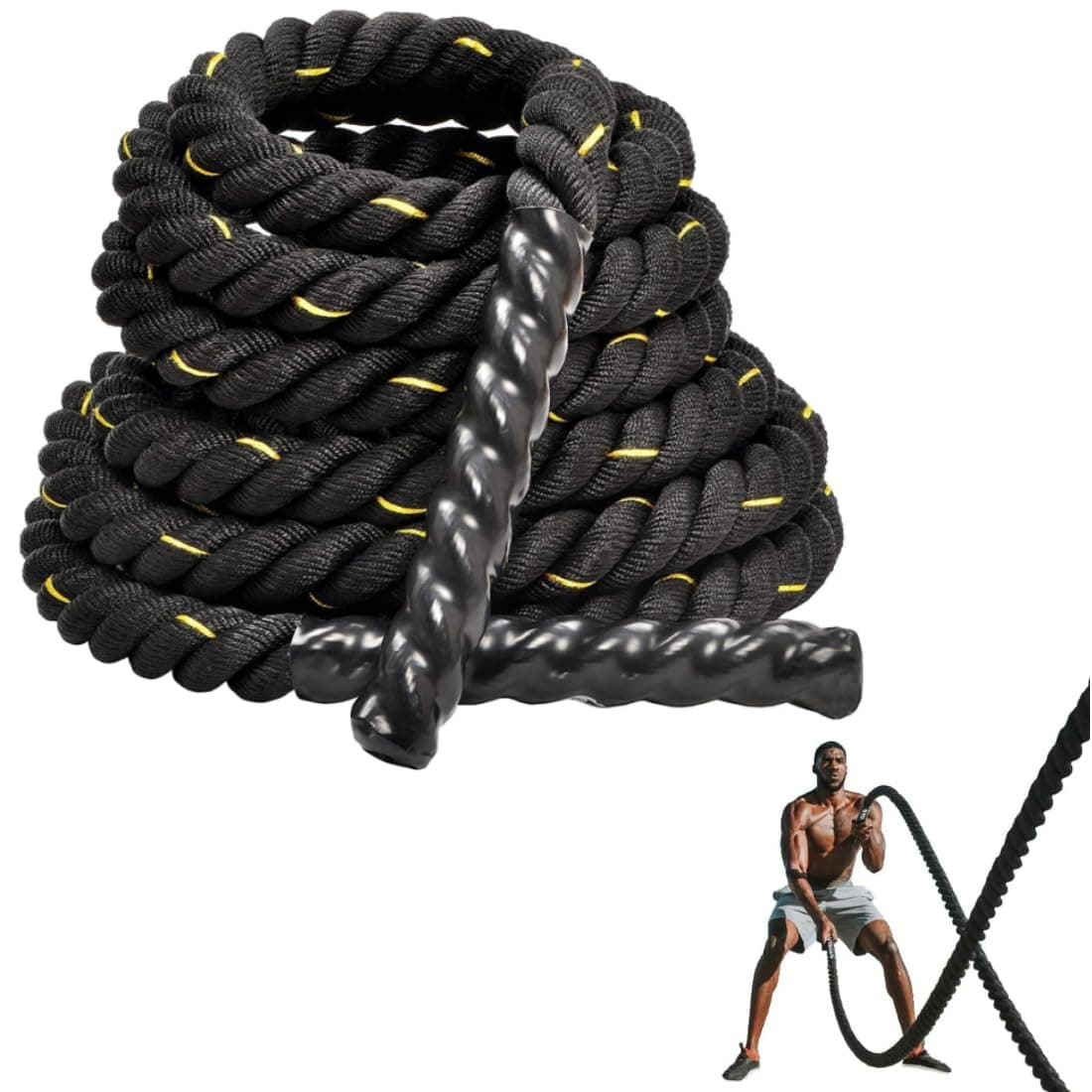 HOOKOR Exercise Battle Rope,Heavy Workout Fitness Battle Rope for Strength Endurance Training Home Gym and Outdoor Cardio Workout,38mm*9M