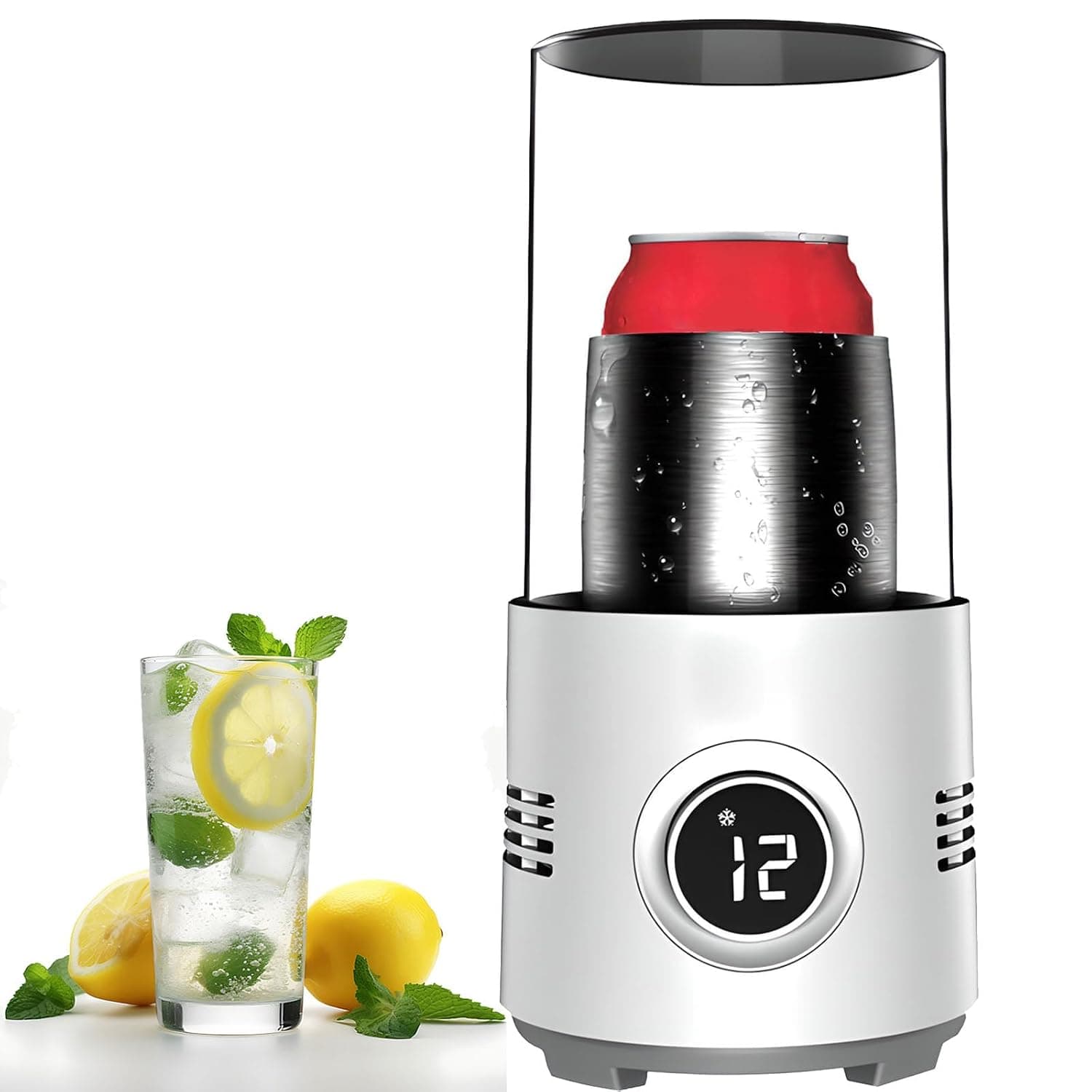 Portable Wine Beer Bottle Cooler & Heater Quick Cooling and Heating Drink with Digital Temperature Display, Aluminum Alloy Drink Cooler for Drinks, Beer, Wine Eye Mask