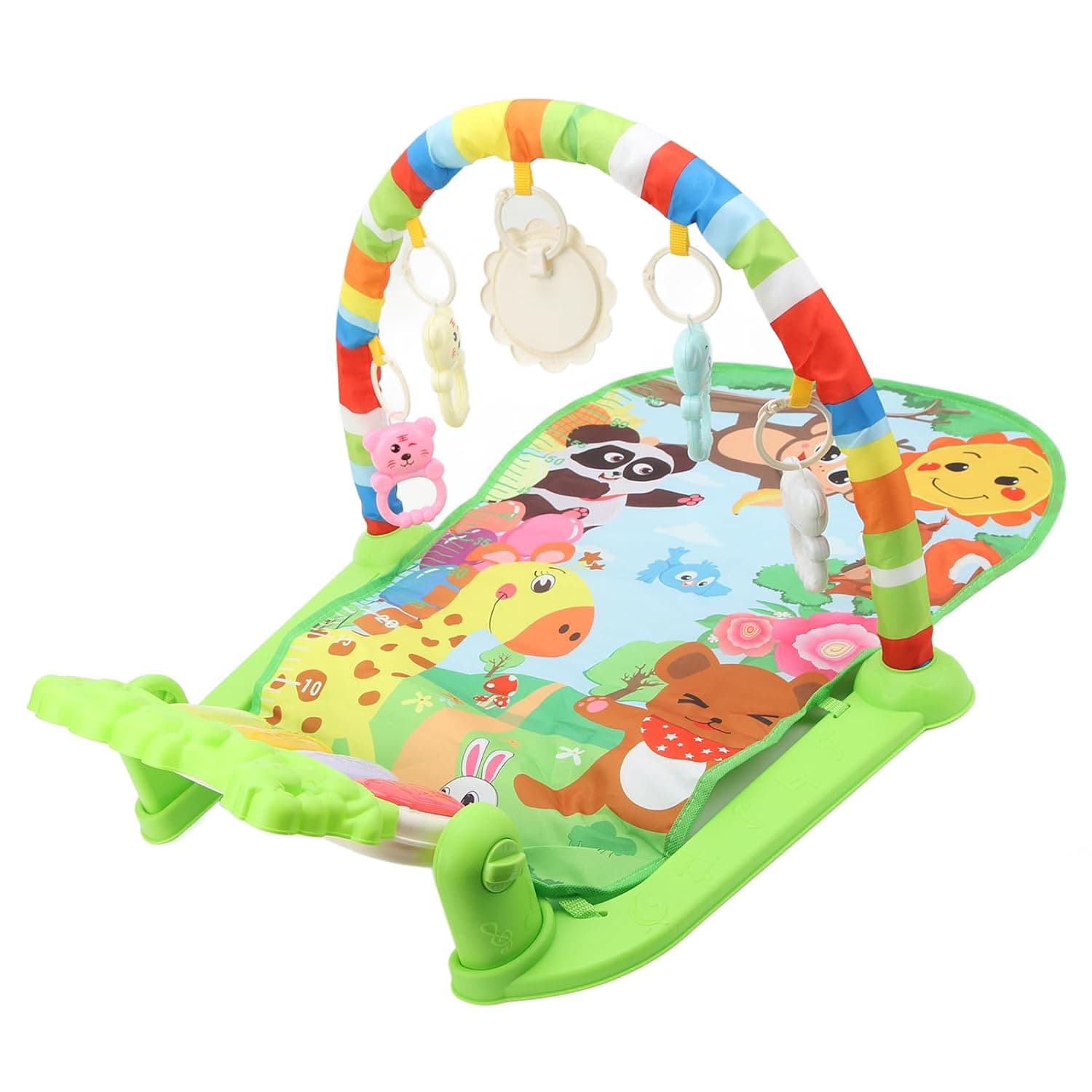 Musical Baby Gyms Play Mat with Adjustable Design for Newborn Infant, Battery Powered Piano Toy Gym Play Mat for Baby Green