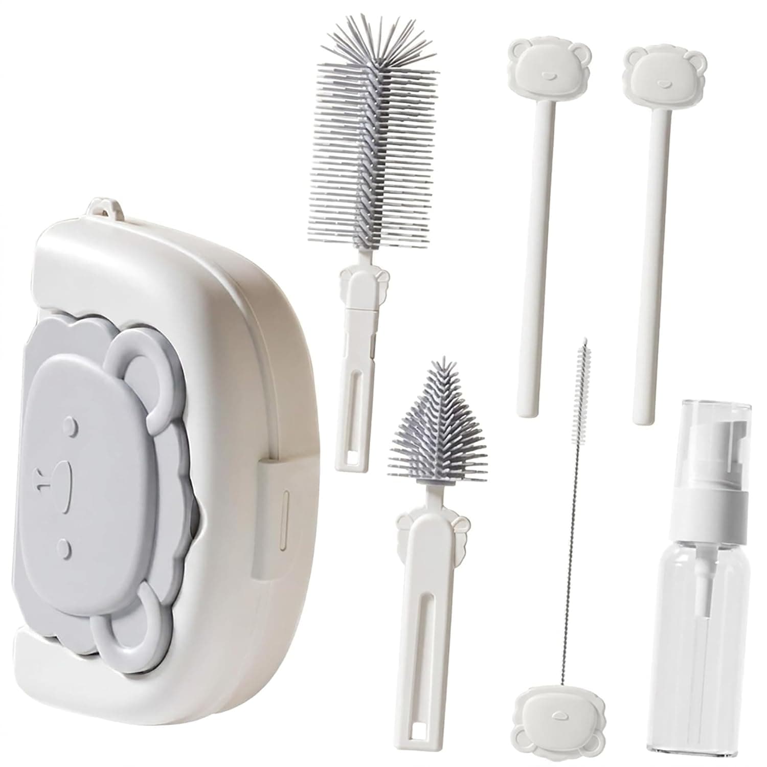 ToolHouse Travel Baby Bottle Cleaning Set with Storage Case - 7-in-1 Portable Bottle Brush Kit with Nipple Brush, Straw Brush and Drying Rack, Suitable for Home, Travel and Outdoor