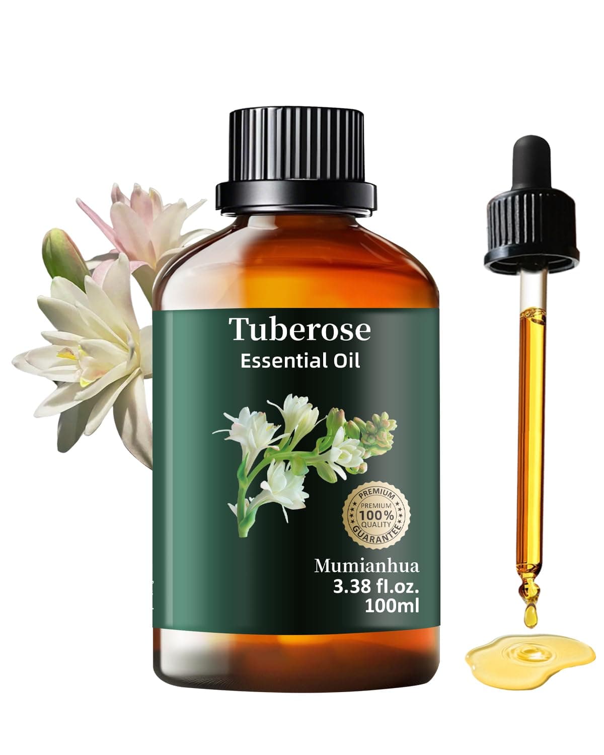 Tuberose Essential Oil, Pure Tuberose Oil Mumianhua Extravagant Perfumer's Essence Floral Oil for Reed Diffuser, Natural Perfume & Skin Elixir, Hair, Candle Making 3.38 Fl Oz