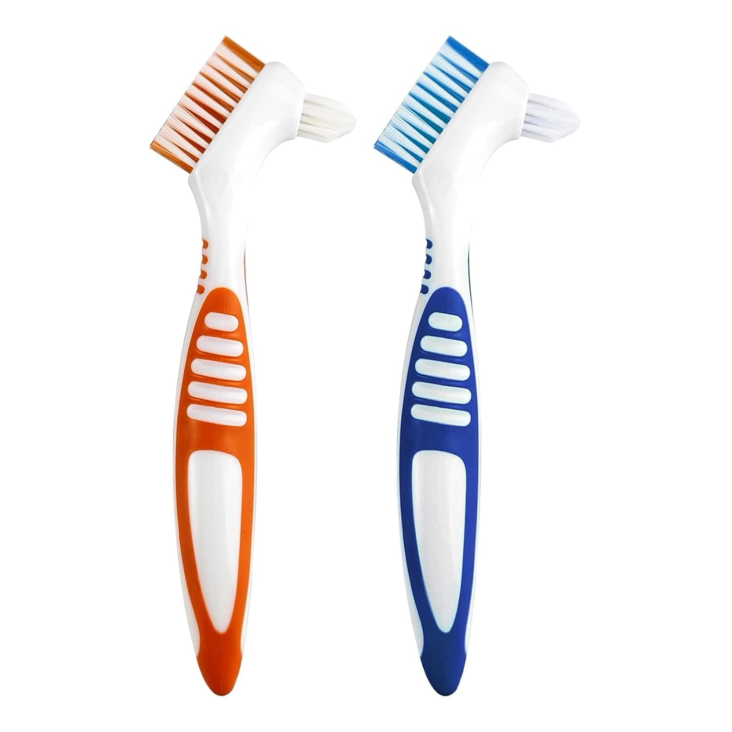 Random Color 2 Premium Dual-Sided Denture Cleaning Brush with Multi-Layered Soft Bristles and Rubber Anti-Slip Handle - Portable False Teeth Cleaning Tool for Efficient Denture Care (2)