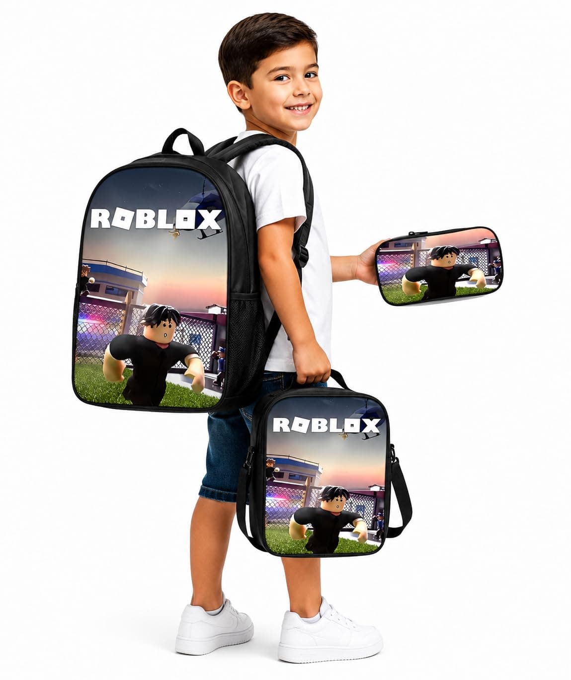 Alcoch School Backpack for Kids 3 Pieces (Backpack + Pencil Case + Lunch Bag) Elementary Students 5-10 Years Old School Backpack Practical and Comfortable School Daypack (AB085)