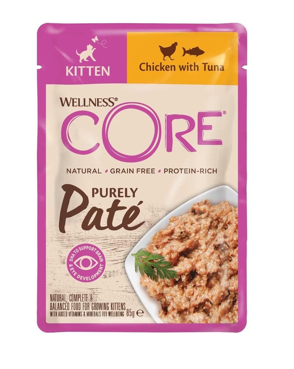 Wellness Core Purely Pate Cat Wet Food with Chicken and Tuna for Kittens- 8 Pouches*85 g