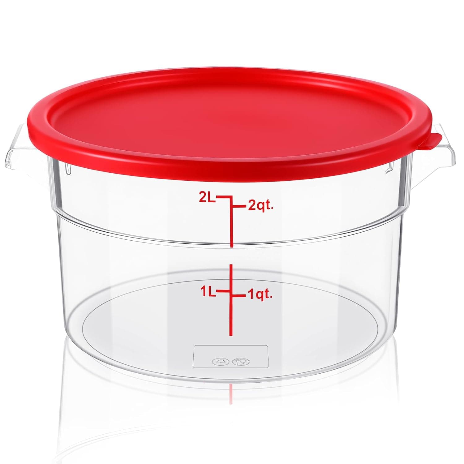 Ziliny 1 Pcs Dough Proofing Bucket with Lid, Round Food Storage Container 2 Qt Dough Bucket Clear Translucent Containers with Scale (Red) | Clear Round Food Storage Container, Food Grade Plastic, Easy Viewing Design, Airtight Lid, Dough Fermentation Kitchen Storage