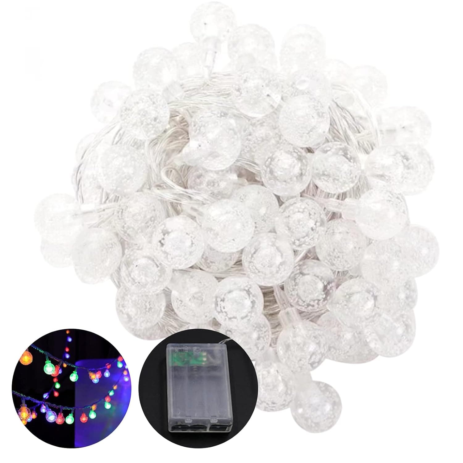 Fawoonu 3 Meters9.8Ft 30LEDs Bubble Ball Globe Design String Lantern Light Constant Bright& Flash 2 Lighting Modes IP44 Water Resistance 3 * AA Cell Operated for s Party Home Decoration Present