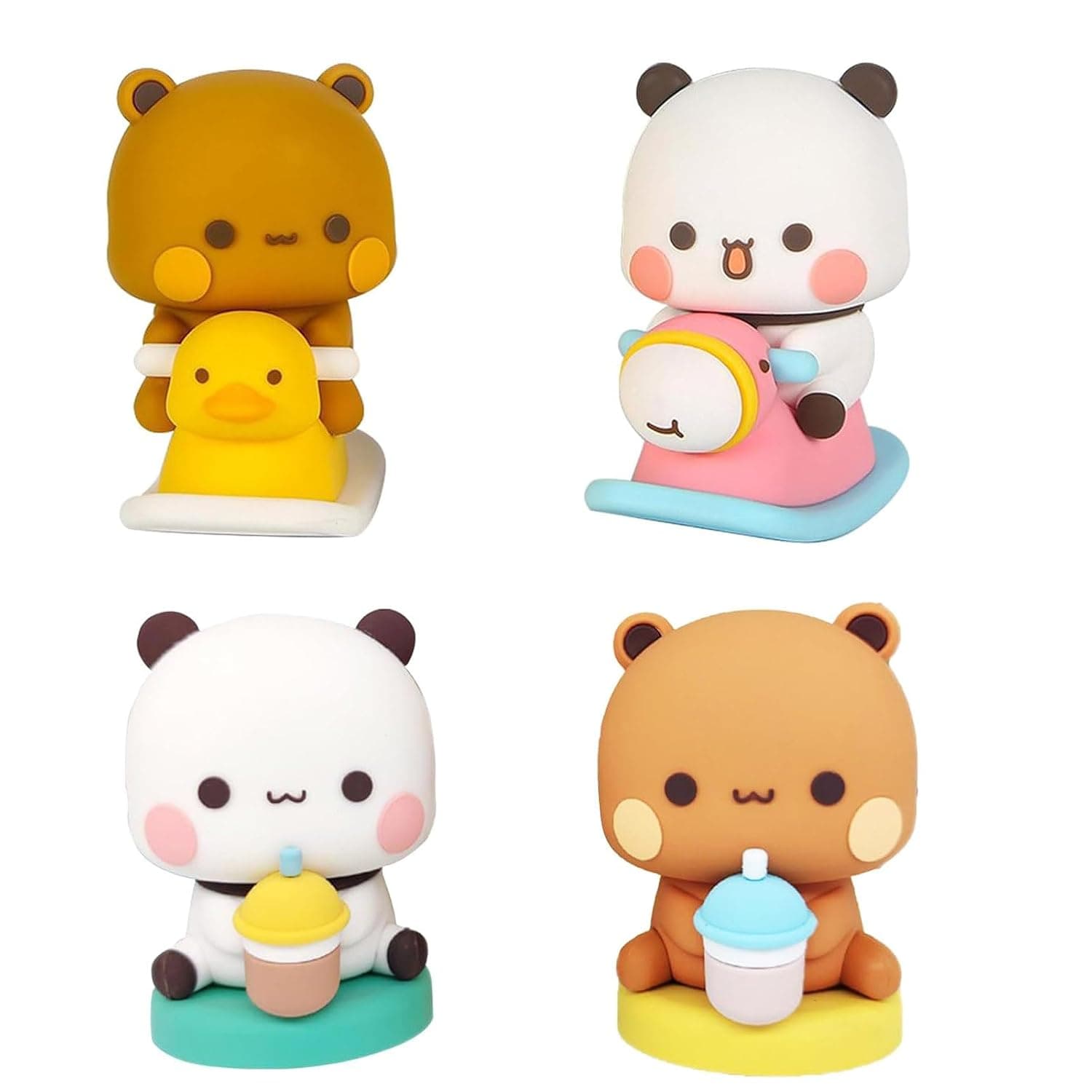 4 PCS Bubu and Dudu Car Figurine Dashboard Decorations | Figurine Car Dashboard Ornament, Cute Emoticons Panda Bear Statue Toy Cartoon Car Decoration Accessories