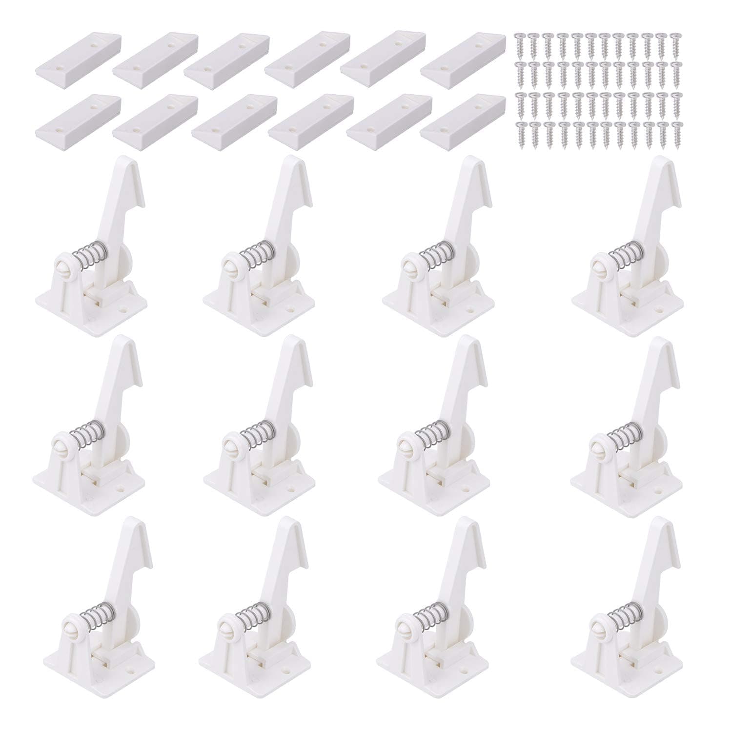 Vmaisi 12 Pack Cabinet Locks Child Safety Latches - Baby Proofing Cabinets Drawer Lock with Adhesive Easy Installation - No Drilling or Extra Screws (White) | Strong hold, Adhesive Installation. Protects curious toddlers