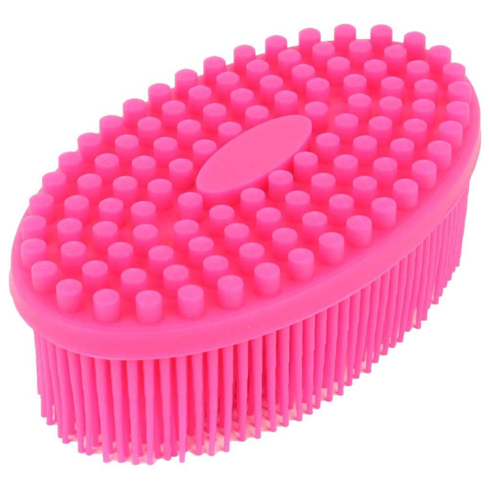 Silicone Baby Sensory Massage Bath Brush Comb for Infant Shower Head Hair Washer Silicone Brush for Children Rose Red (Rose Pink)