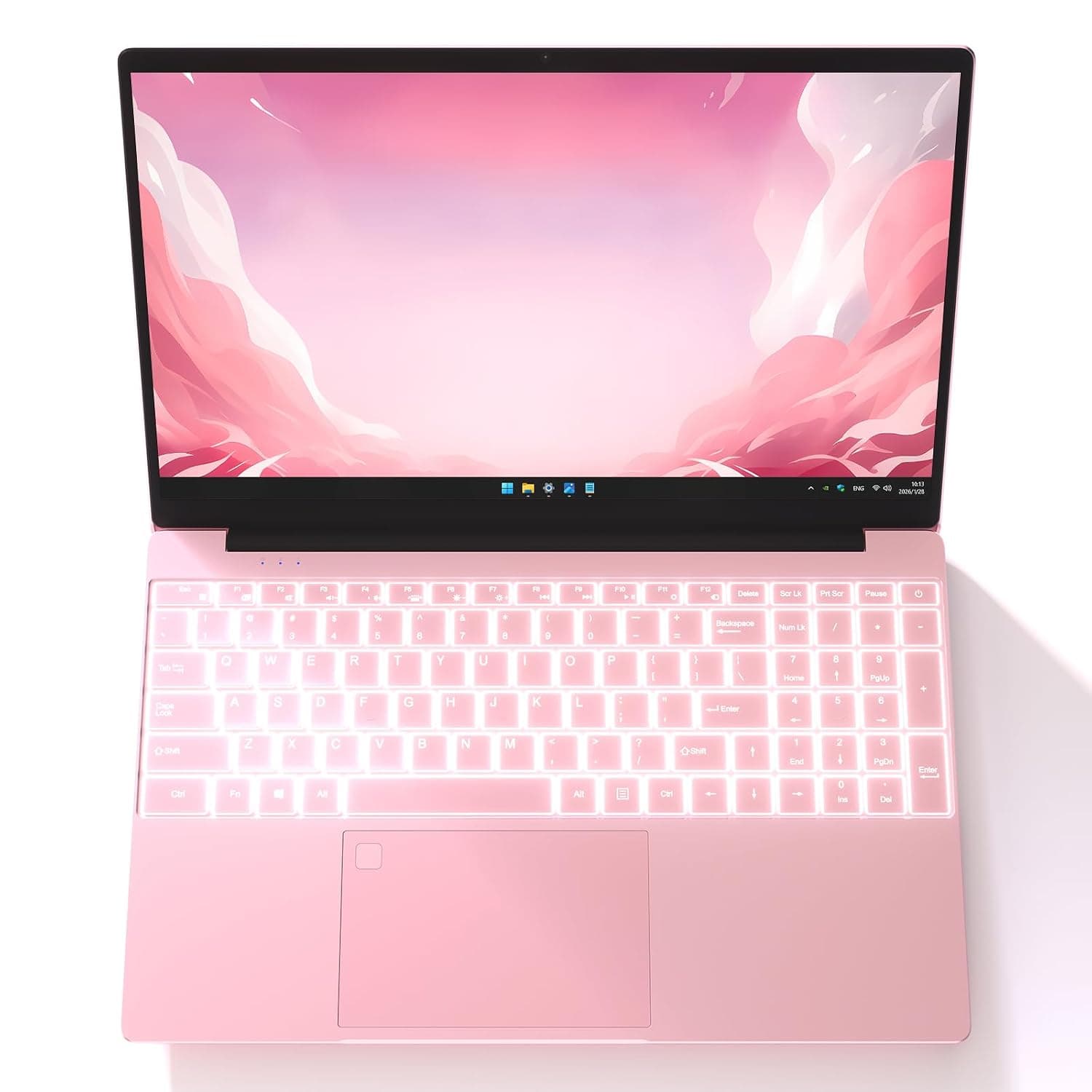 Auusda Business Laptop Computer for Work, Notebook PC for College Students, 15.6" FHD Display, Up to 3.4GHz CPU, Backlit Keyboard, Fingerprint ID, Up to 10TB Storage, 32GB DDR4 RAM, 1TB NVMe, Pink