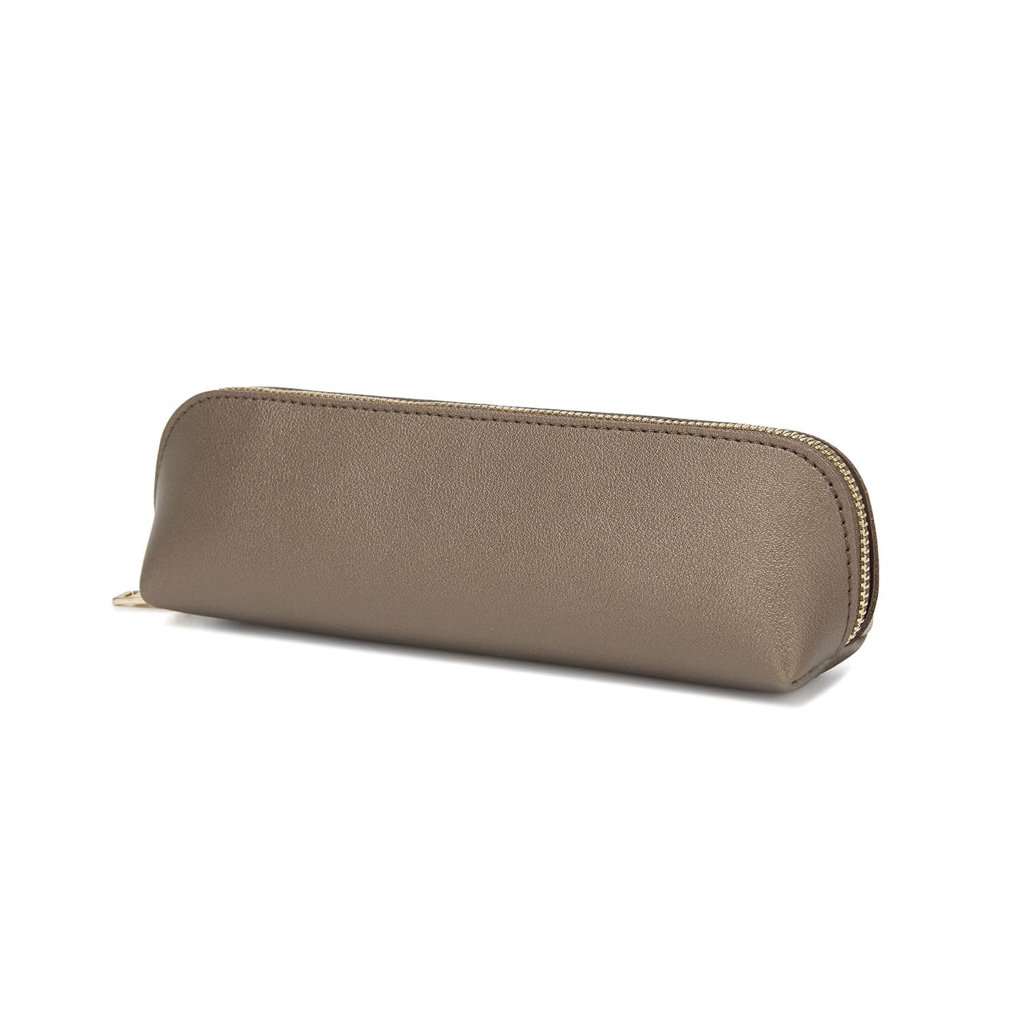 Pencil Case Small Pencil Pouch Slim (Pearl Brown, Faux Leather)