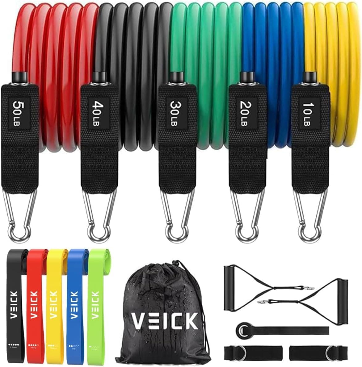 VEICK Resistance Bands, Exercise Bands, Workout Bands, Resistance Bands for Working Out with Handles for Men and Women, Exercising Bands for Strength Training Equipment at Home