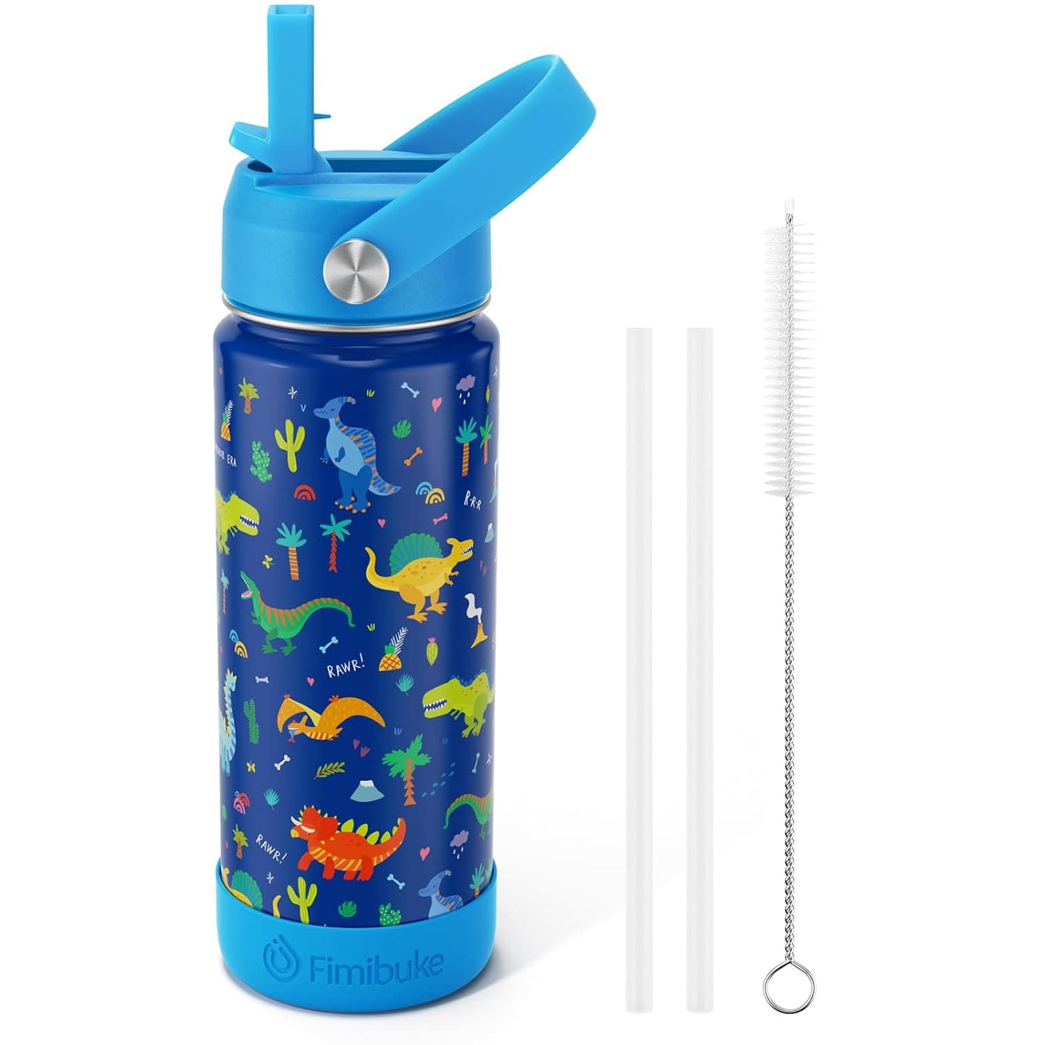 Fimibuke 18oz Kids Insulated Water Bottle, 18/8 Stainless Steel Kids Cups | BPA FREE Travel Tumbler with Straw Double Wall Vacuum Leak Proof Metal Toddler Water Bottle for School Boys Girls