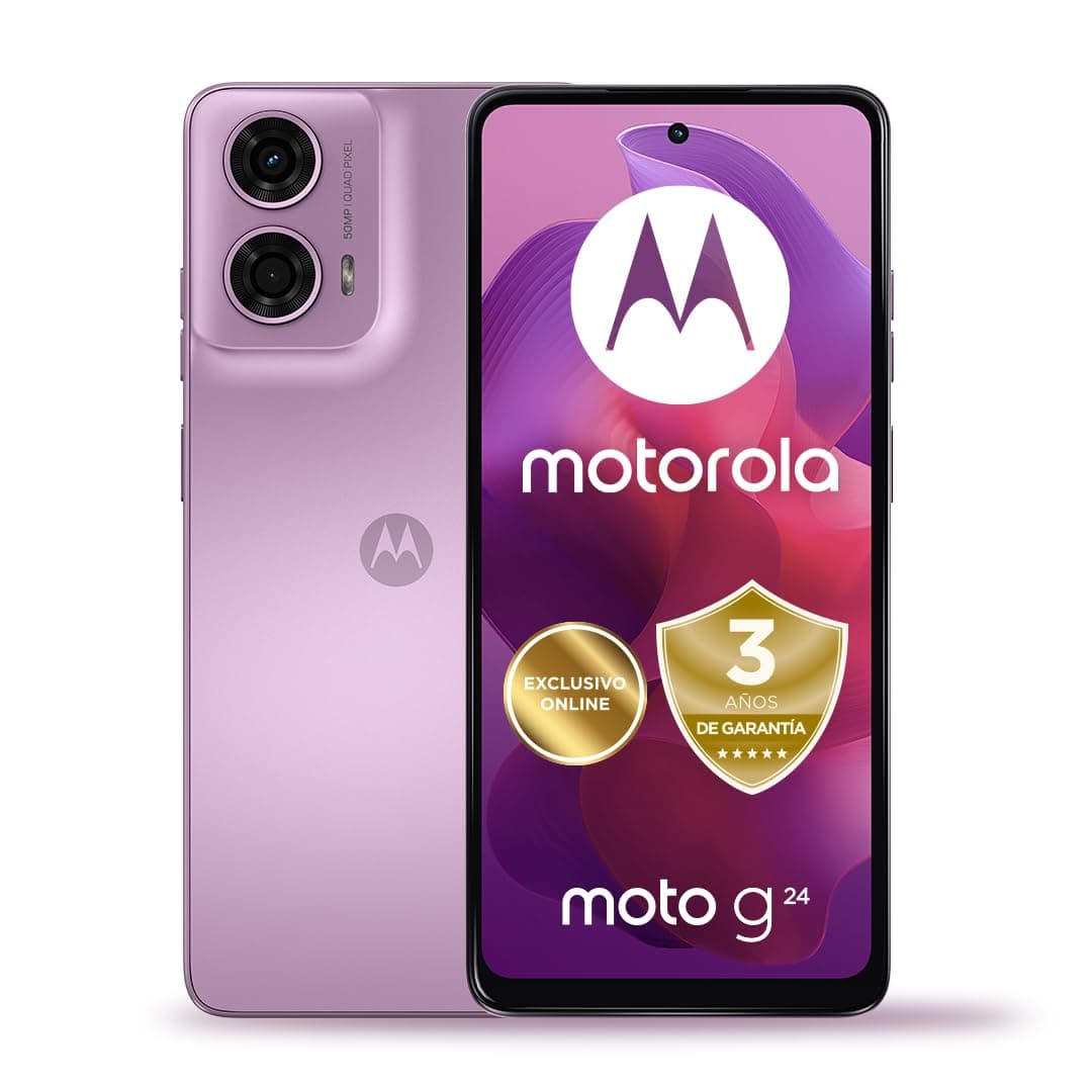 Motorola Moto G24 Dual-SIM 128GB ROM + 4GB RAM (GSM Only | No CDMA) Factory Unlocked 4G/LTE Smartphone (Pink Lavender) - International Version