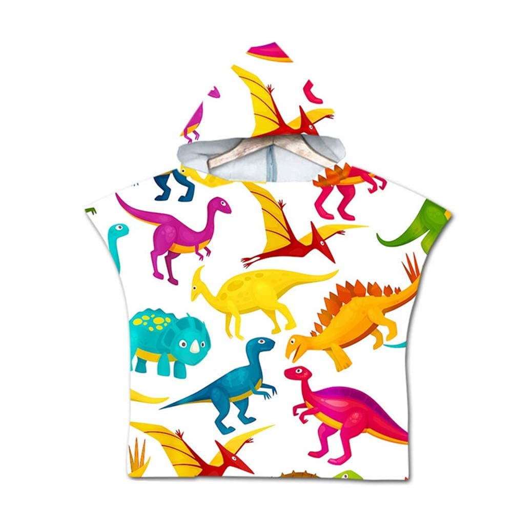 Odot Kids Hooded Towel Poncho, Original Children's Light Weight Microfiber Changing Robe hooded Boys and Girls Hooded Towelling Poncho Surf Wetsuit Changing (60x80cm,Pterosaur)